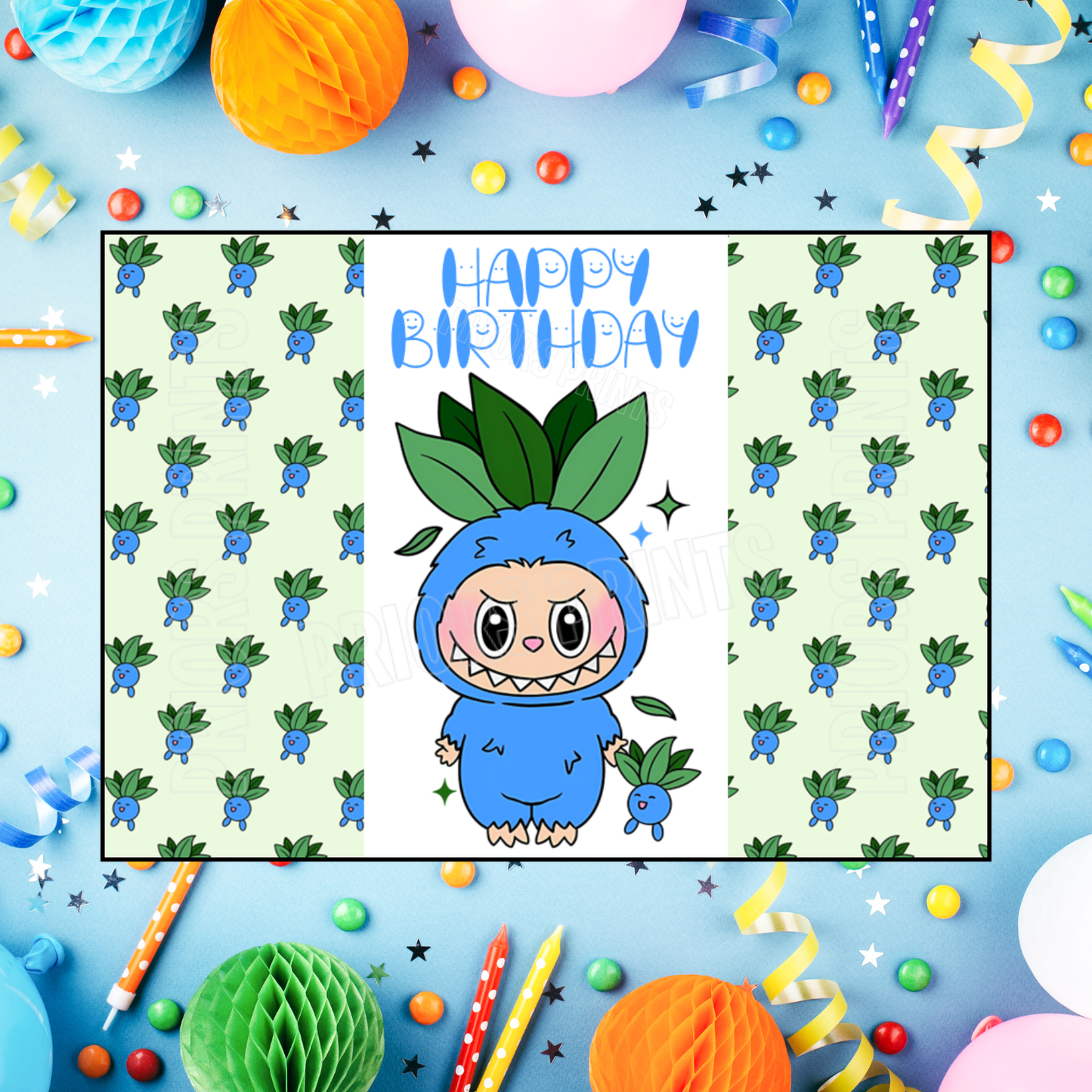 Labubu Dressed as Pokemon Characters Birthday Chocolate Bar Wrappers