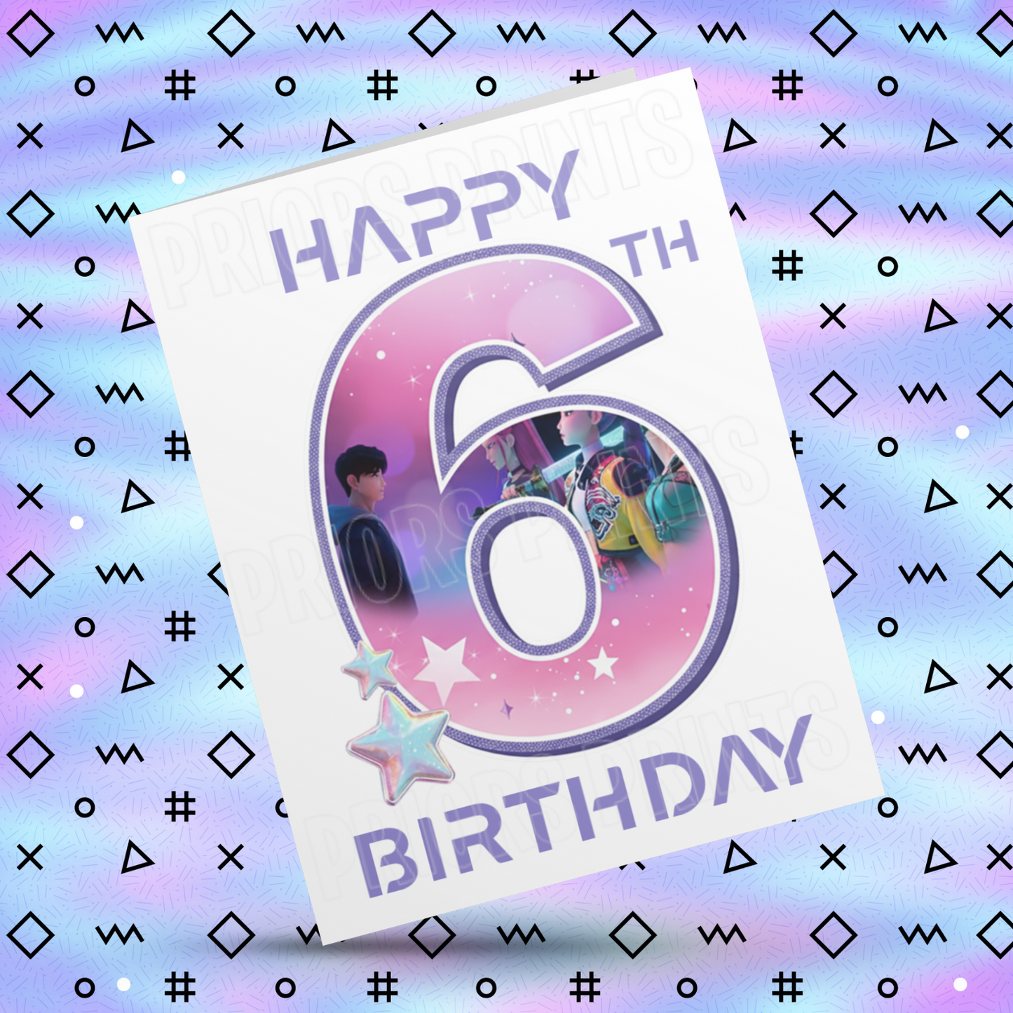 Personalised K Pop Demon Hunters Birthday Card with Age 4-19 Years