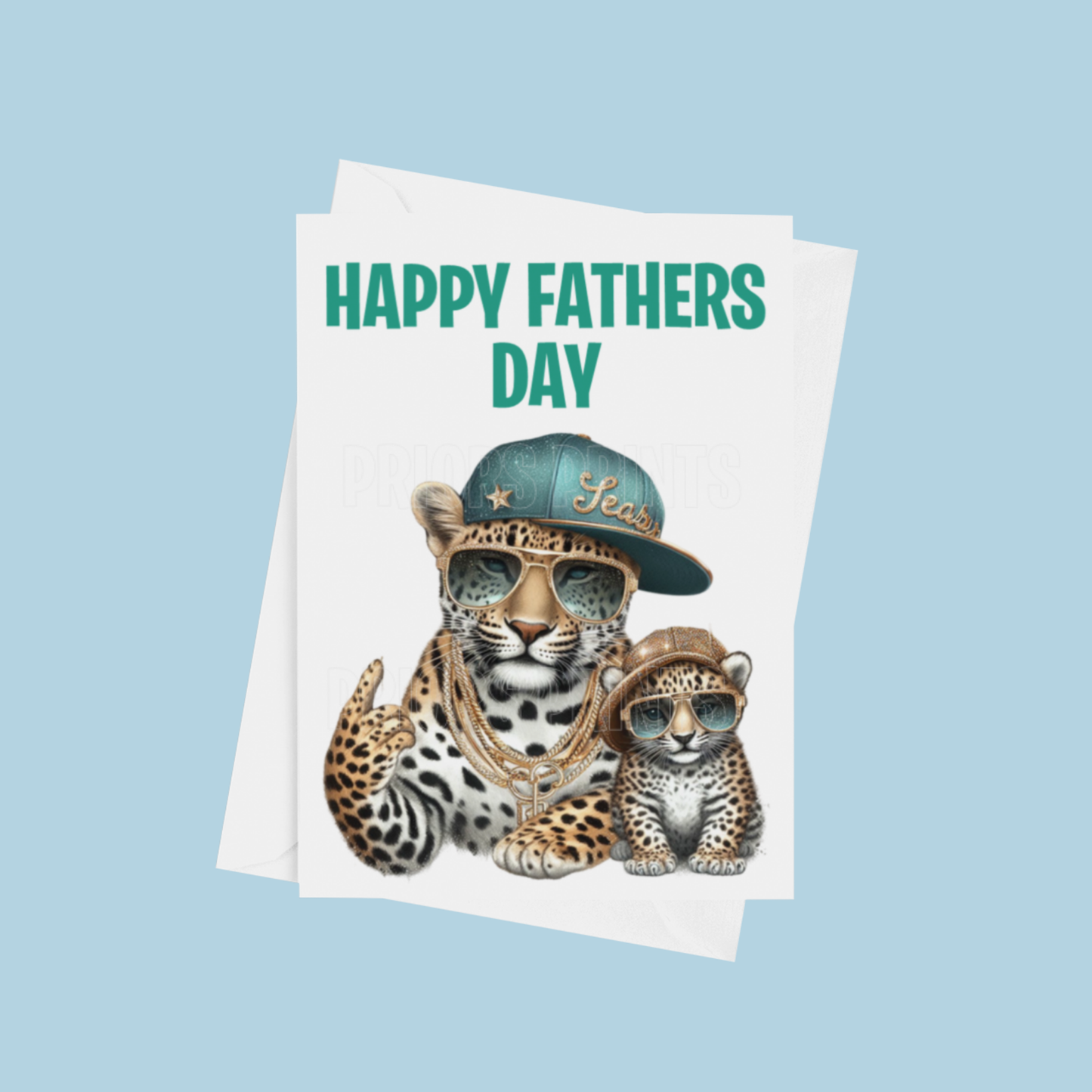 Father & Child Cool Animals Happy Fathers Day Card