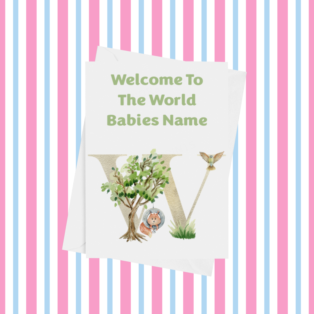 Welcome To The World Music Animals Personalised Card for New Baby