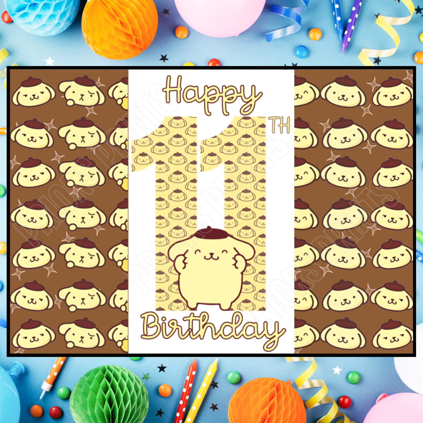 Pompompurin Birthday Chocolate Bar Wrapper with Age 5-20 Years (Matches Cards)