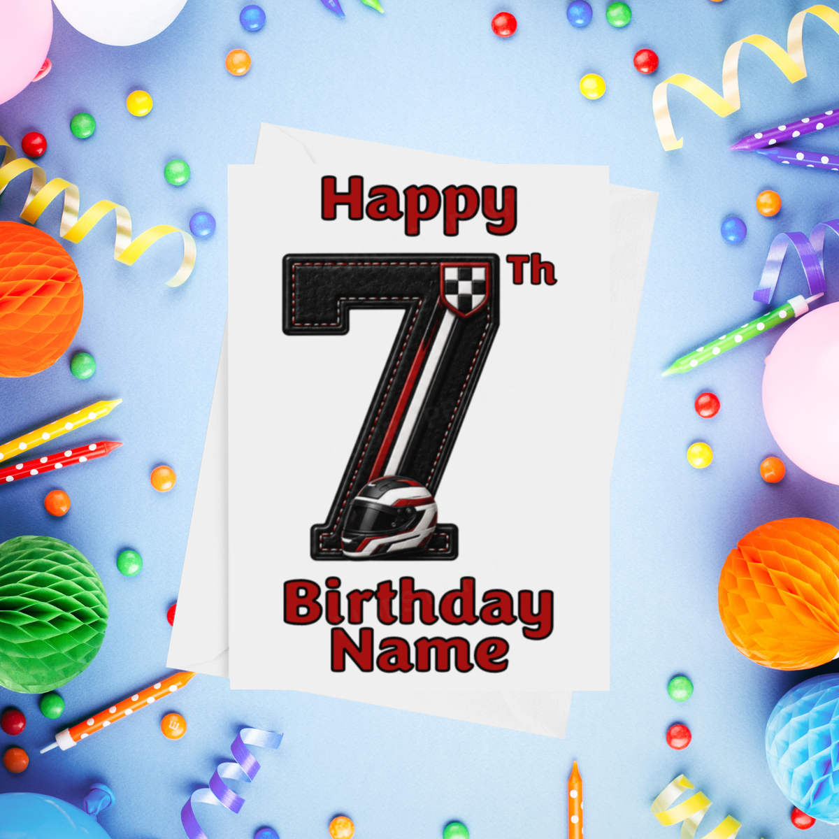 Racing Car Personalised Birthday Card Ages 1-9