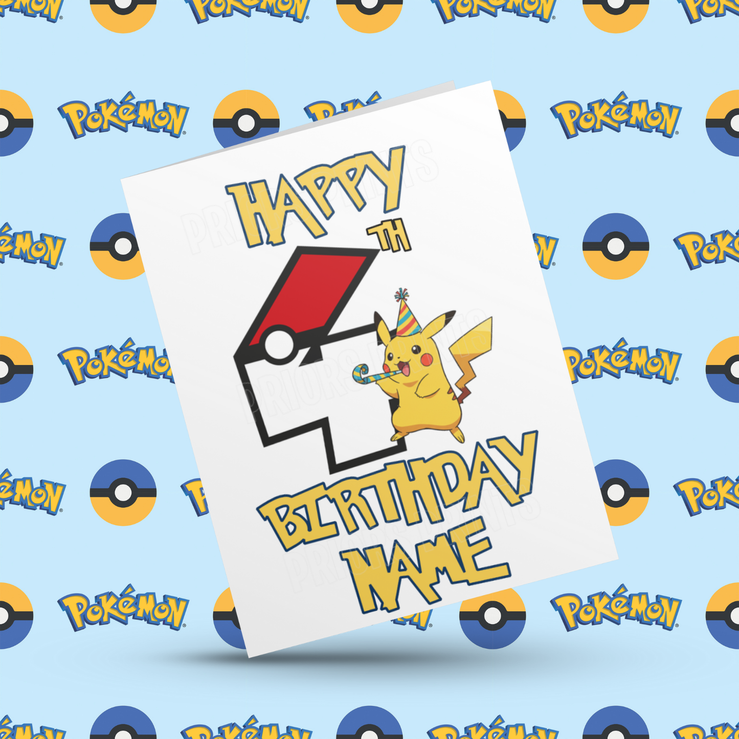 Personalised Pokemon Birthday Card with Age 1-20 Years (Pikachu)