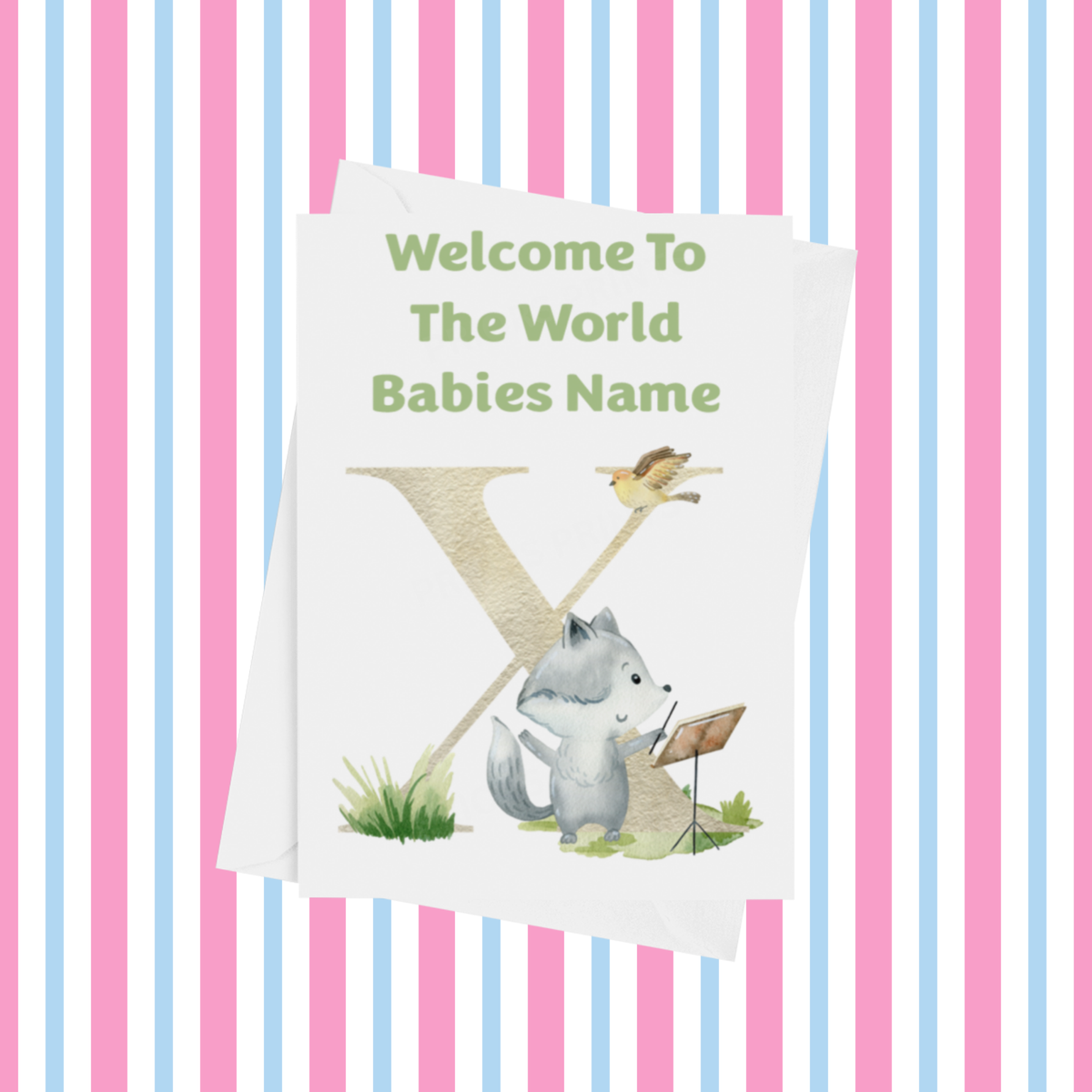 Welcome To The World Music Animals Personalised Card for New Baby