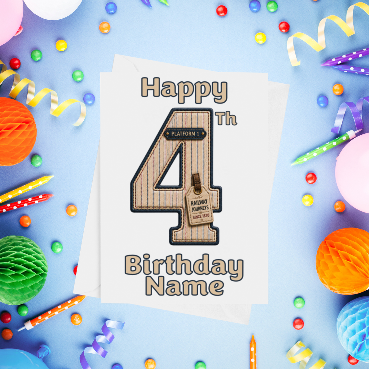 Railway / Train Personalised Birthday Card Ages 1-9