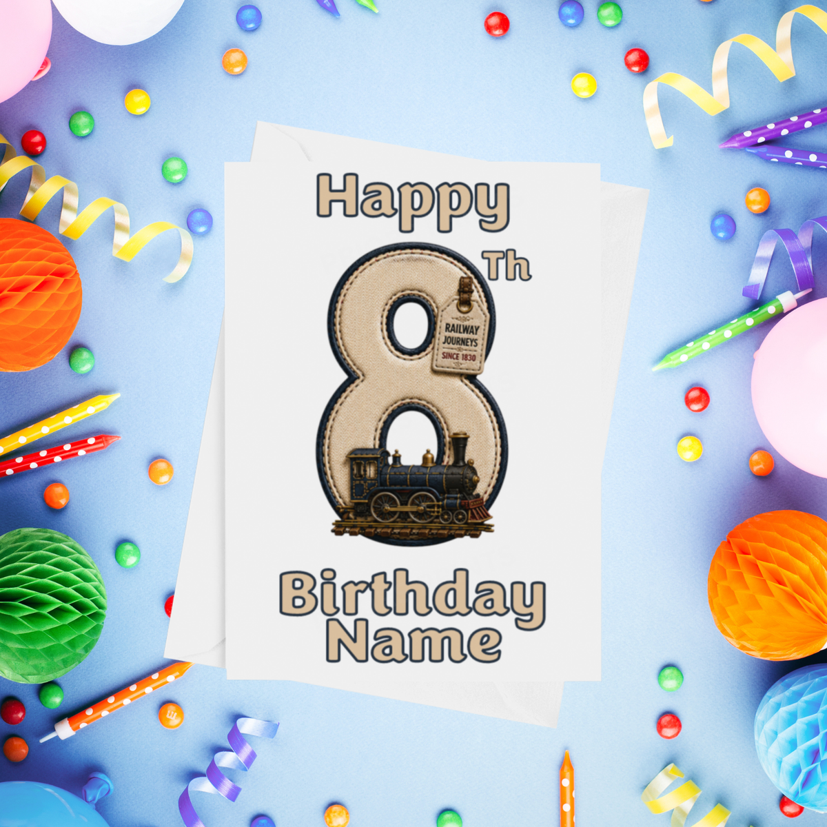 Railway / Train Personalised Birthday Card Ages 1-9