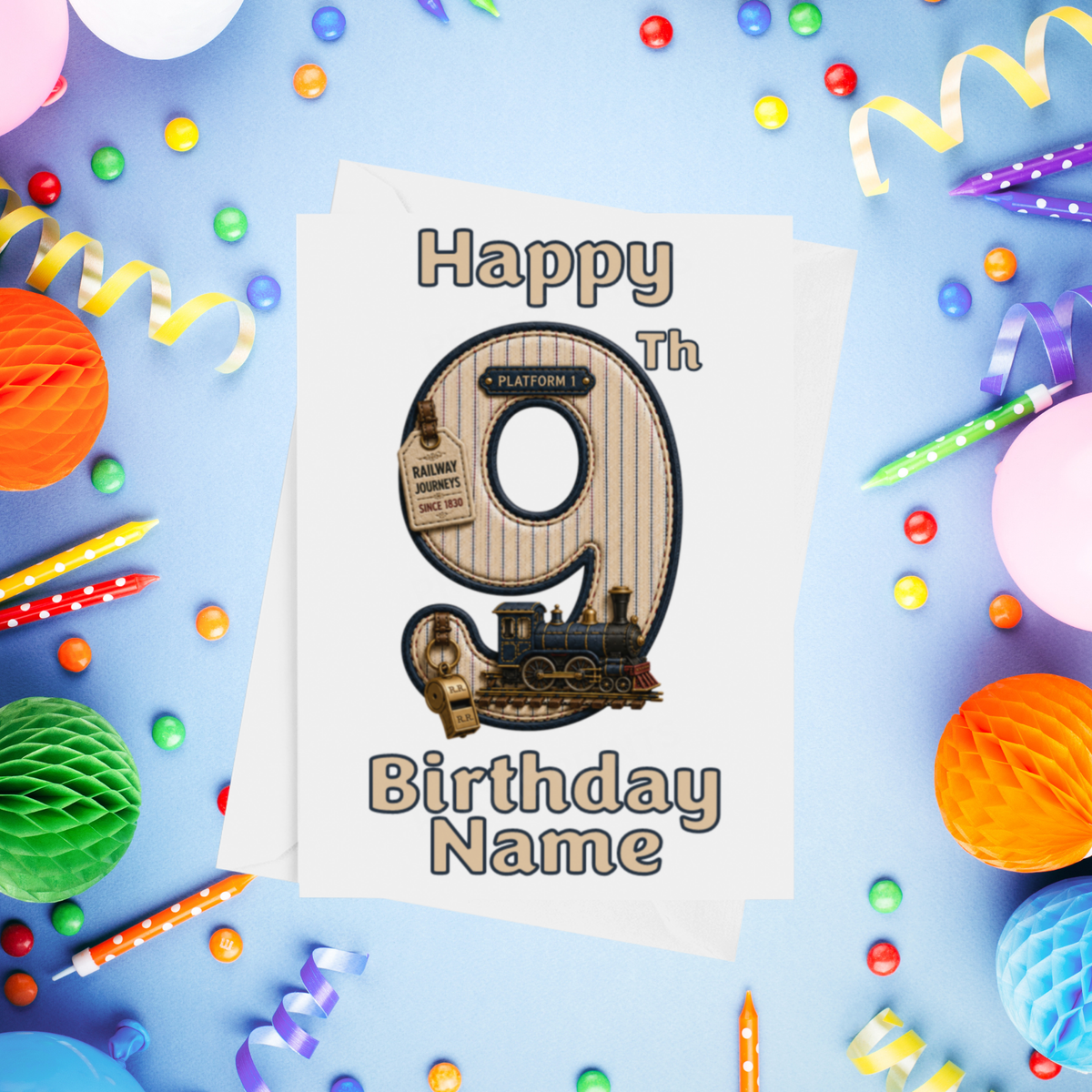 Railway / Train Personalised Birthday Card Ages 1-9