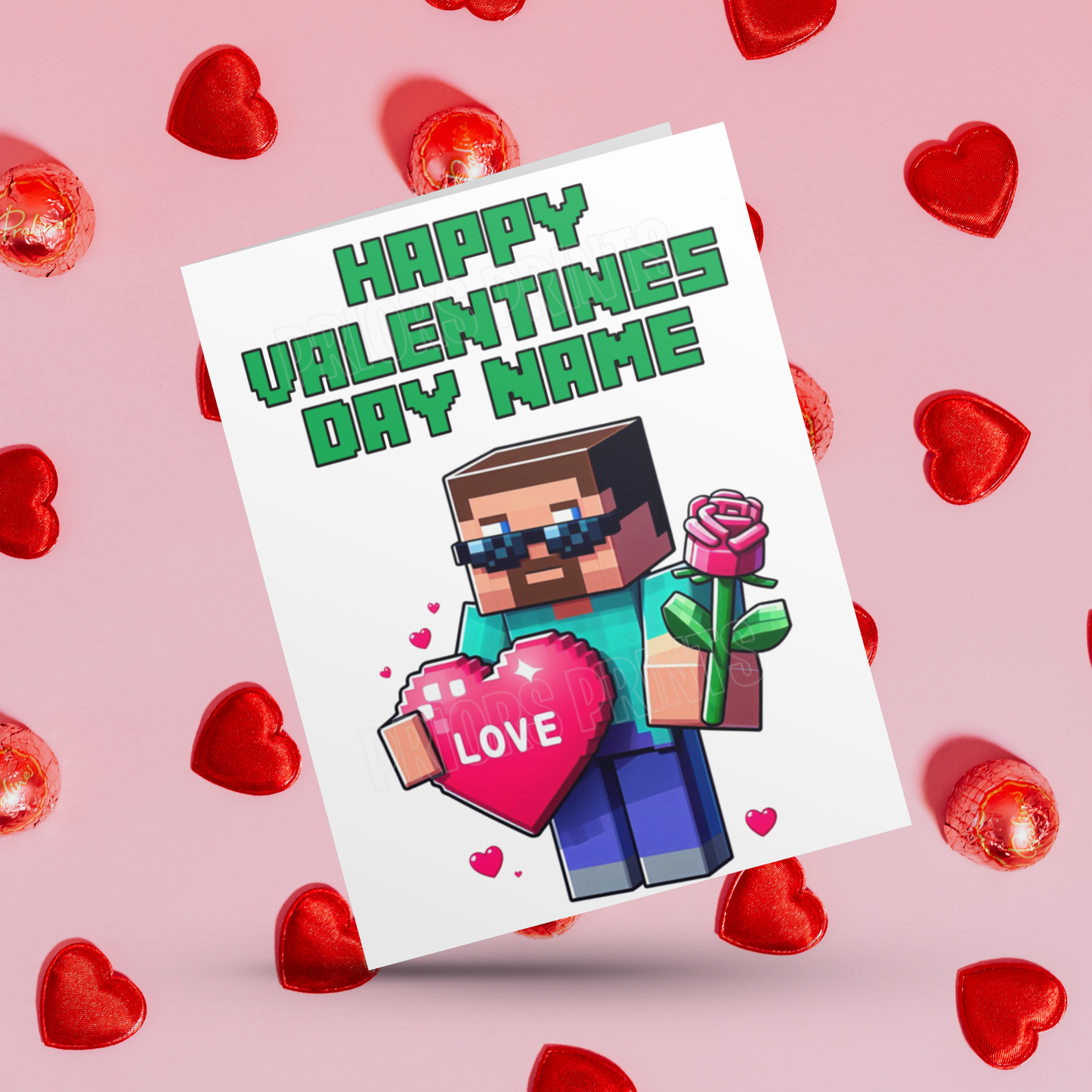 Personalised Minecraft Valentines Day Card I Gamer I Gaming