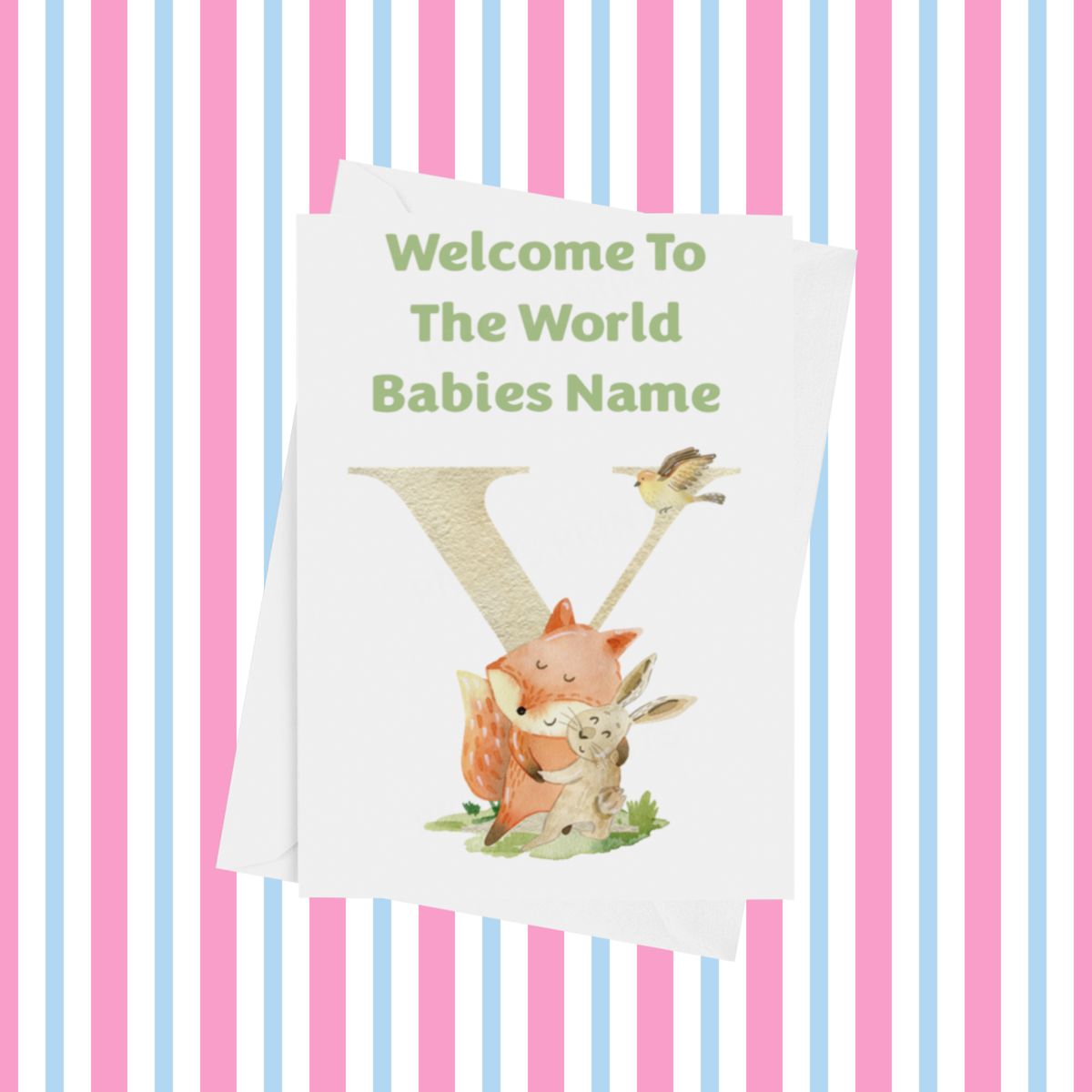 Welcome To The World Music Animals Personalised Card for New Baby