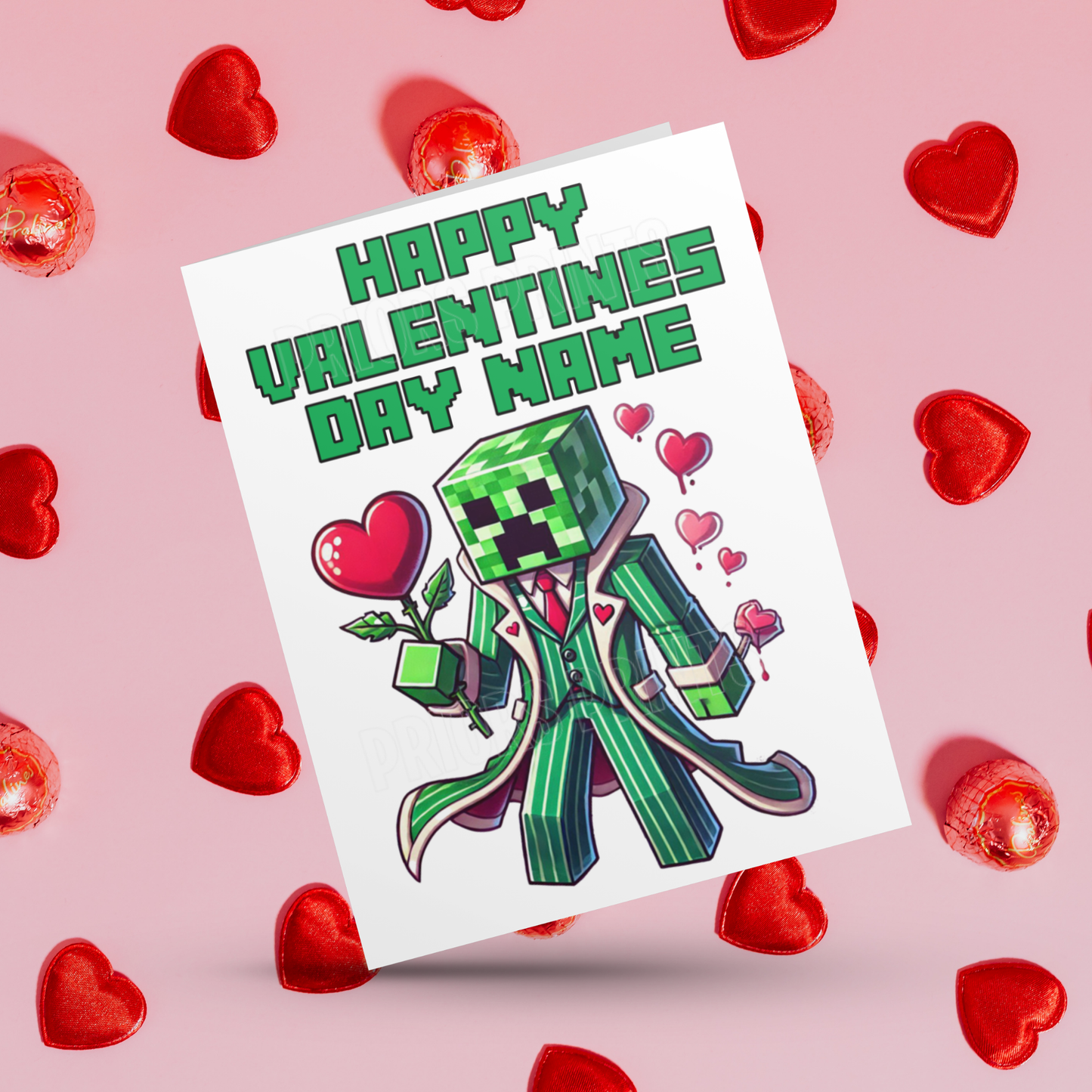 Personalised Minecraft Valentines Day Card I Gamer I Gaming