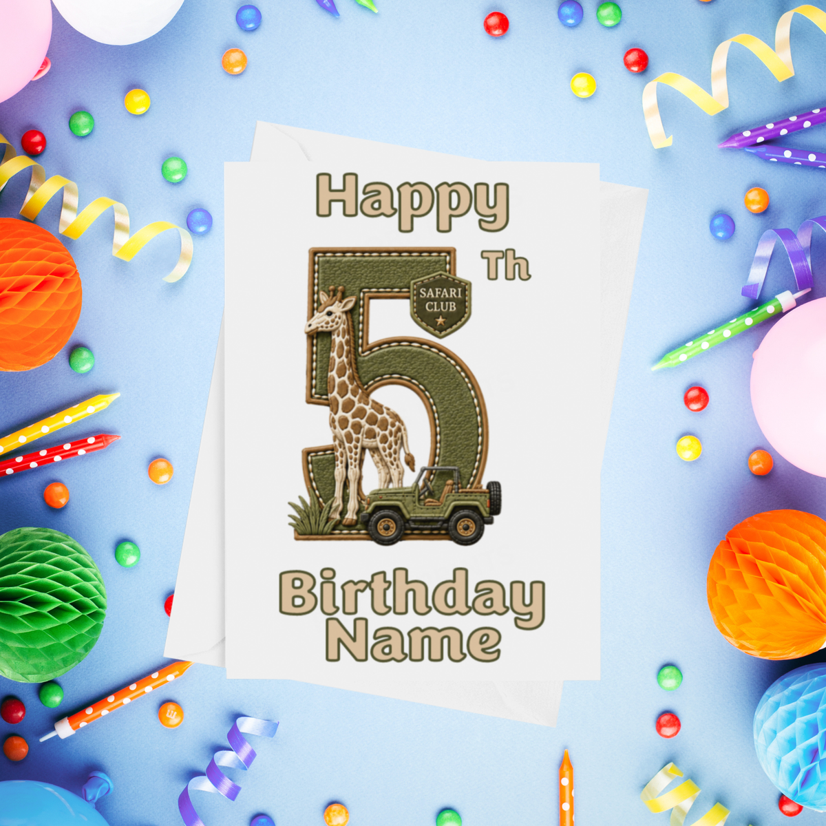 Safari Personalised Birthday Card Ages 1-9