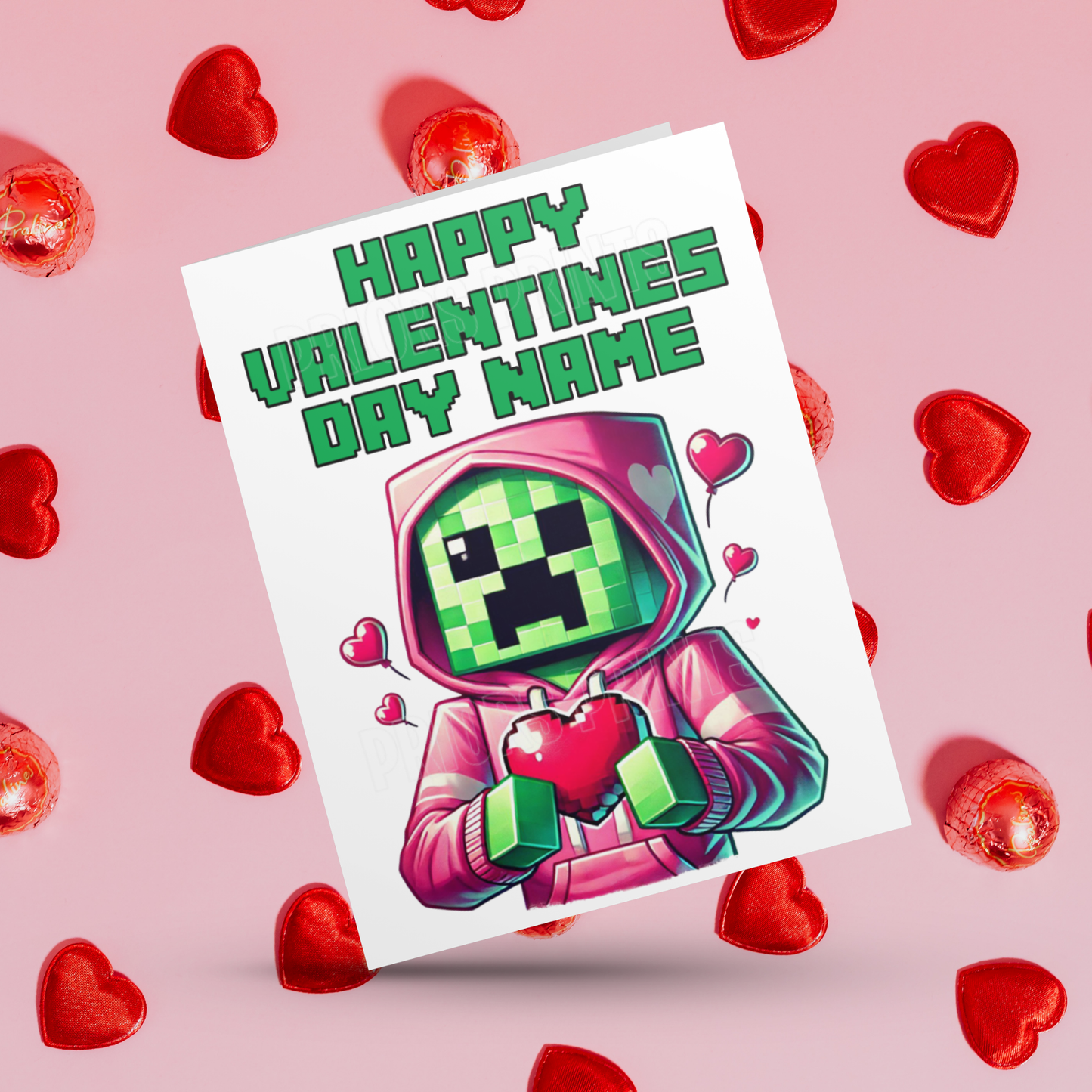 Personalised Minecraft Valentines Day Card I Gamer I Gaming