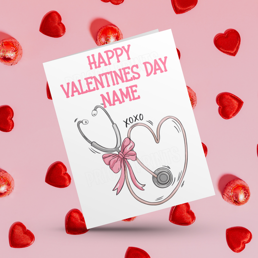 Happy Valentines Personalised Card for Nurse Doctor Paramedic Midwife Medical