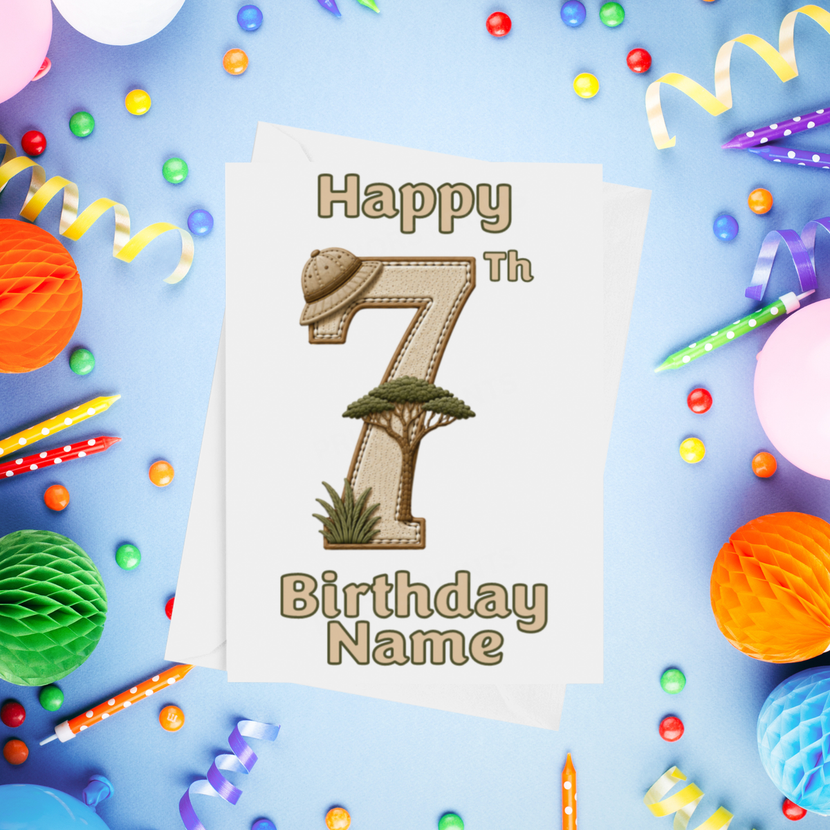 Safari Personalised Birthday Card Ages 1-9