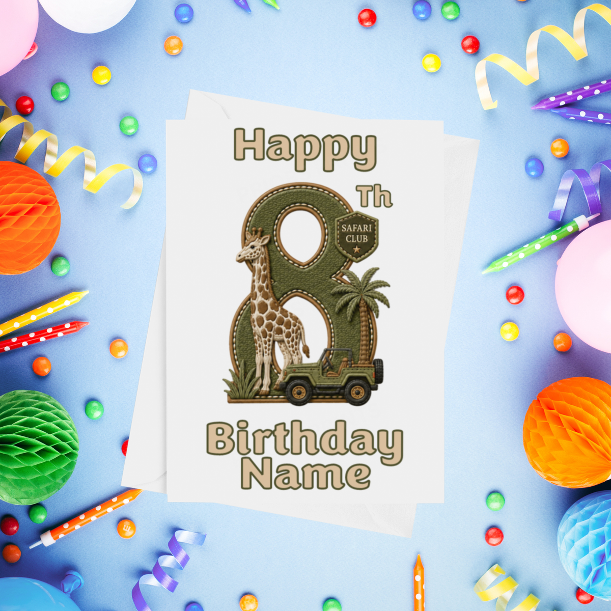 Safari Personalised Birthday Card Ages 1-9