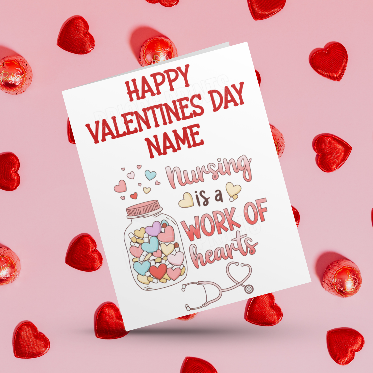 Happy Valentines Personalised Card for Nurse Doctor Paramedic Midwife Medical