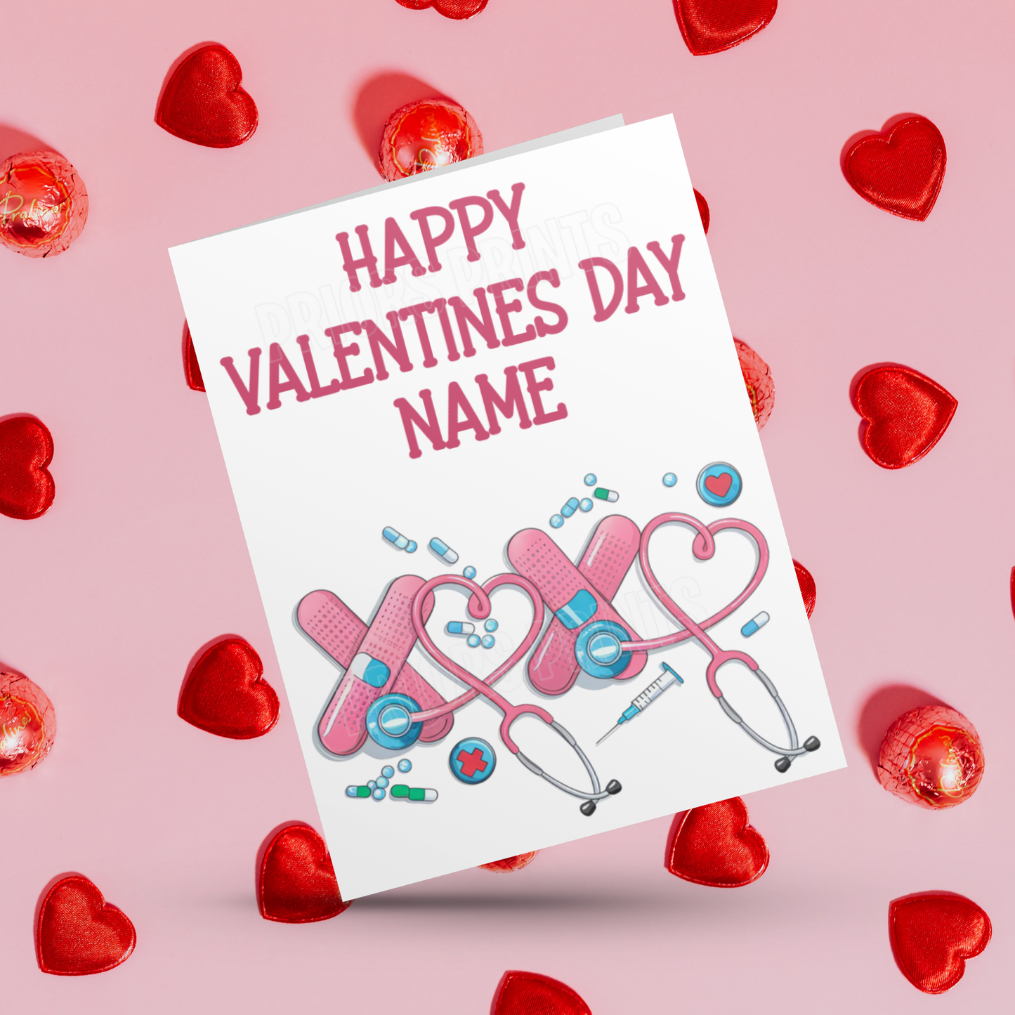 Happy Valentines Personalised Card for Nurse Doctor Paramedic Midwife Medical