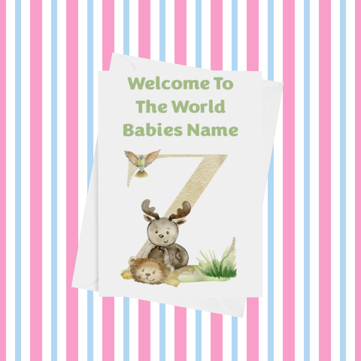 Welcome To The World Music Animals Personalised Card for New Baby