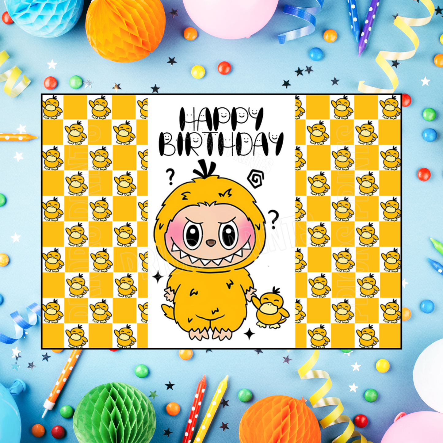 Labubu Dressed as Pokemon Characters Birthday Chocolate Bar Wrappers