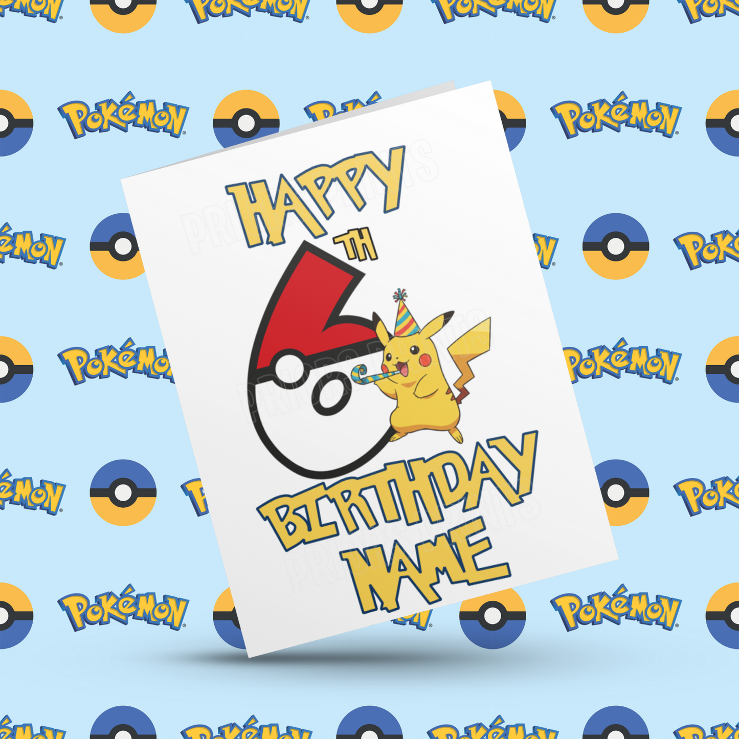 Personalised Pokemon Birthday Card with Age 1-20 Years (Pikachu)