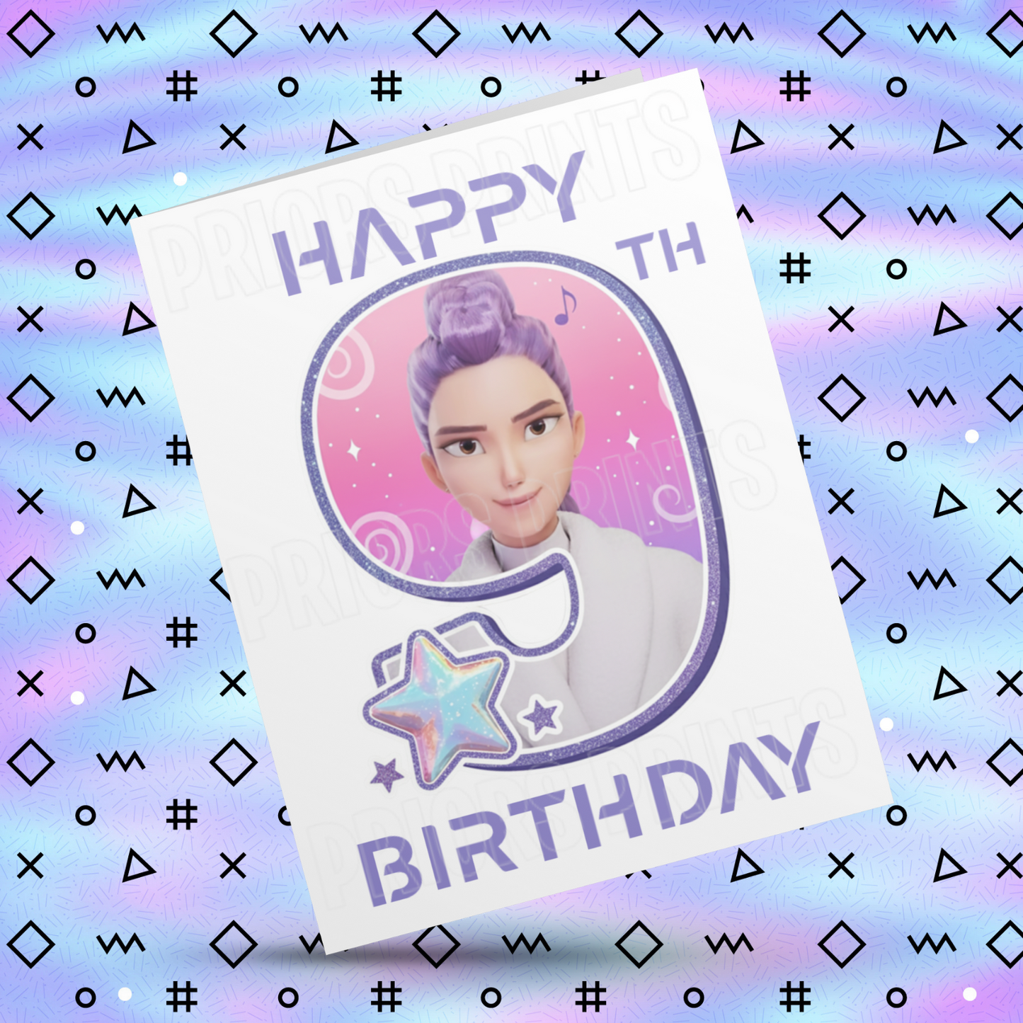 Personalised K Pop Demon Hunters Birthday Card with Age 4-19 Years