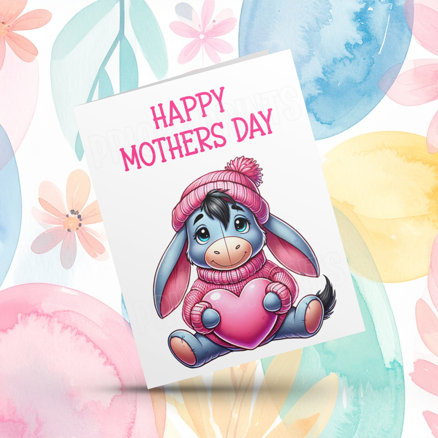 Characters with Pink Heart Happy Mothers Day Card
