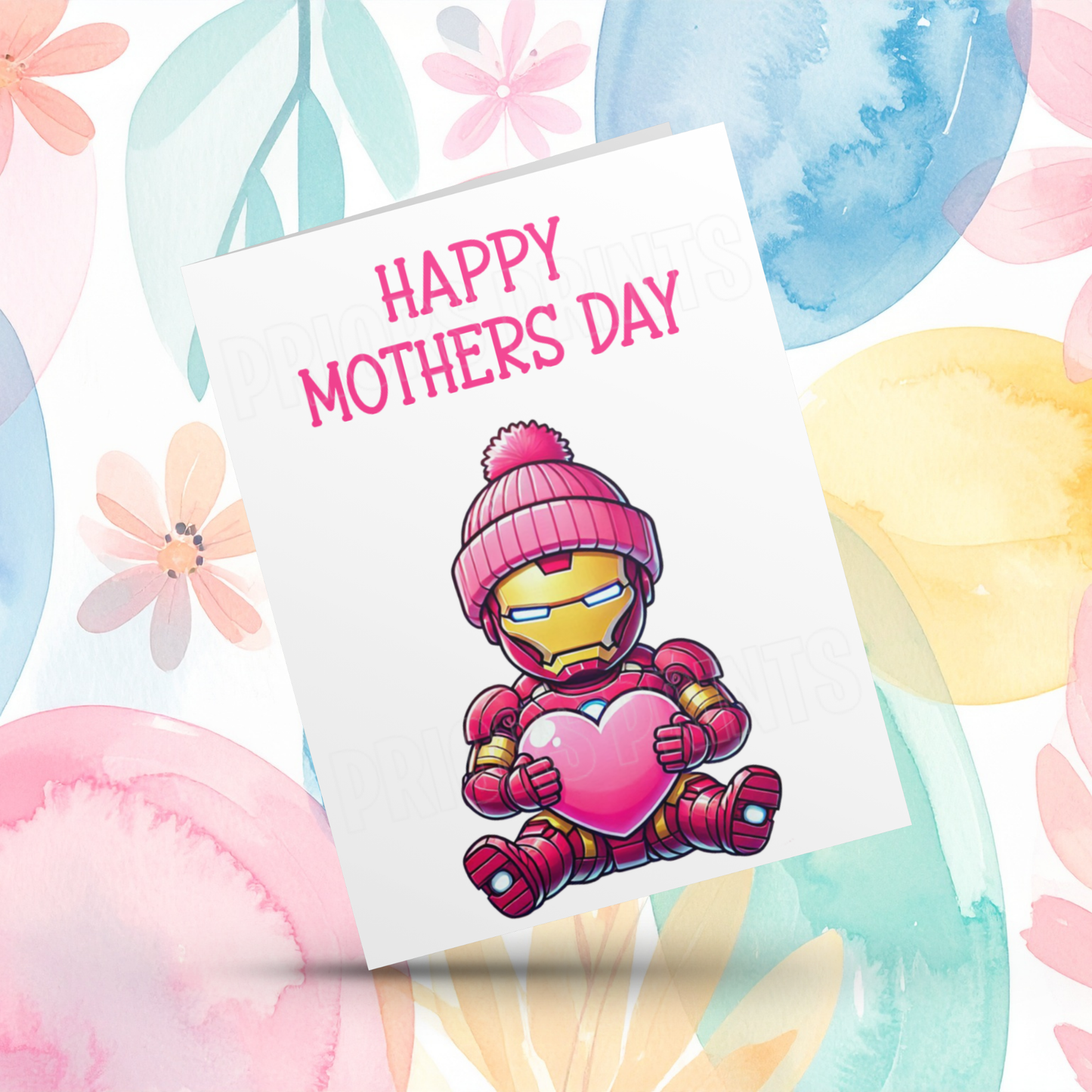Characters with Pink Heart Happy Mothers Day Card