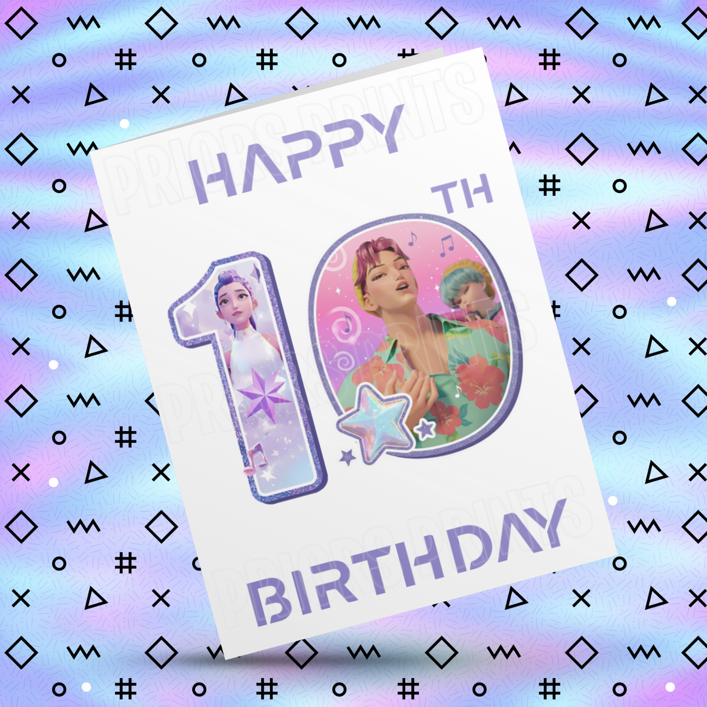 Personalised K Pop Demon Hunters Birthday Card with Age 4-19 Years