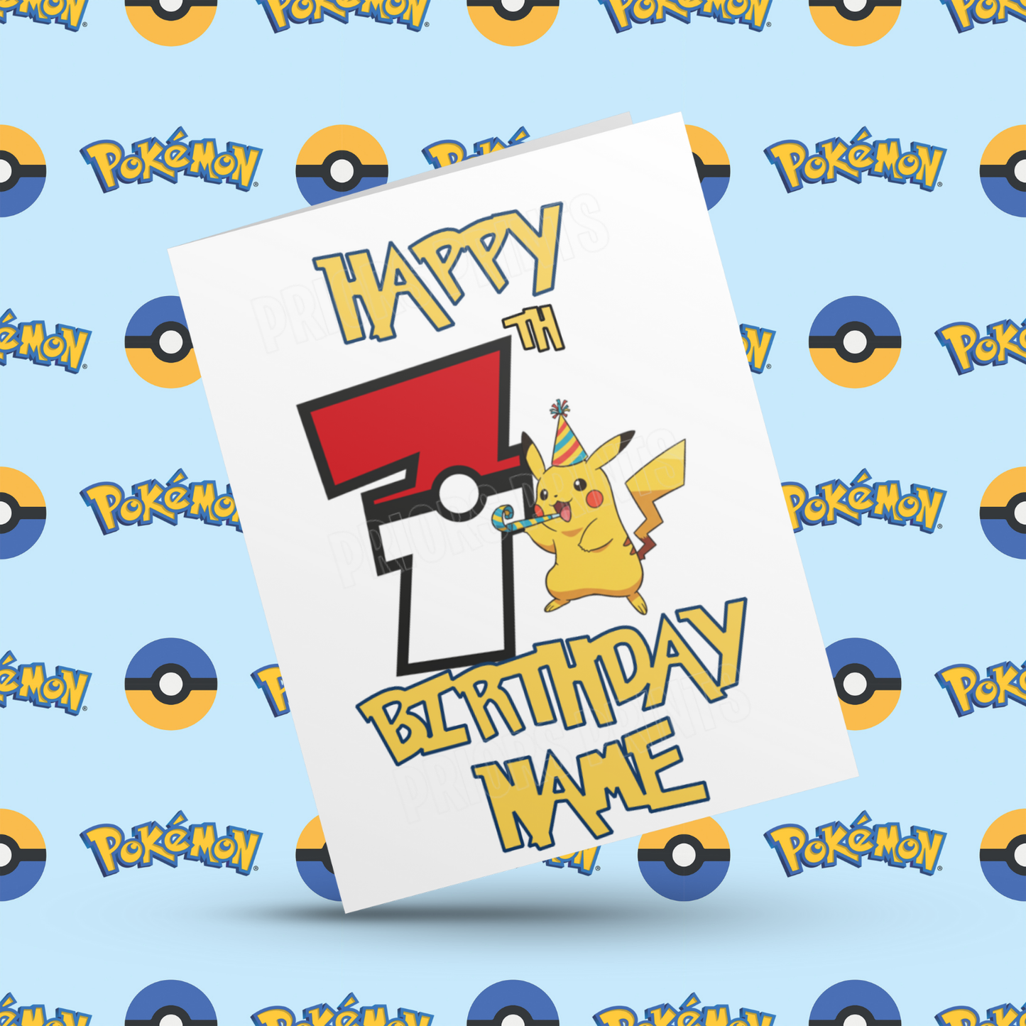 Personalised Pokemon Birthday Card with Age 1-20 Years (Pikachu)