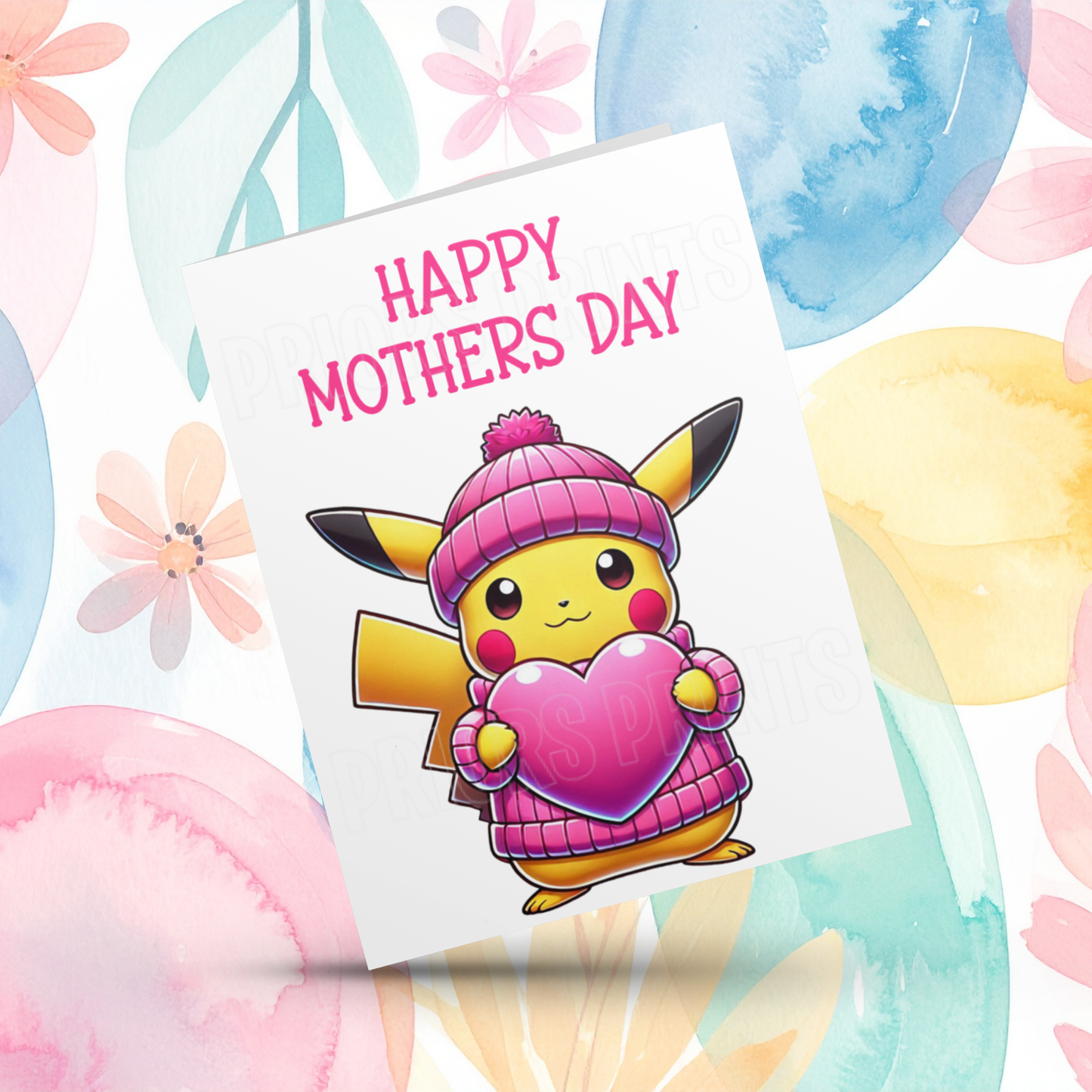 Characters with Pink Heart Happy Mothers Day Card