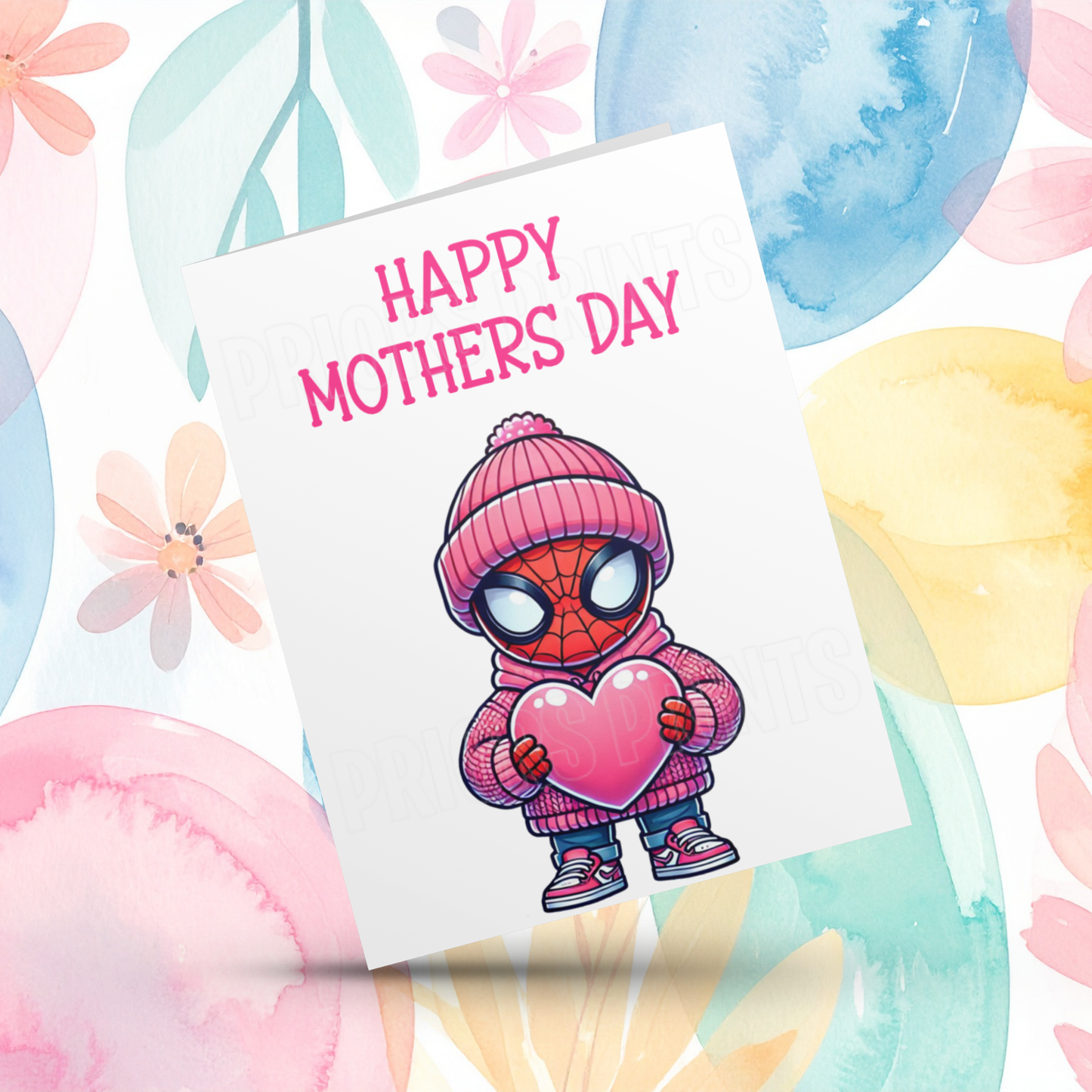 Characters with Pink Heart Happy Mothers Day Card