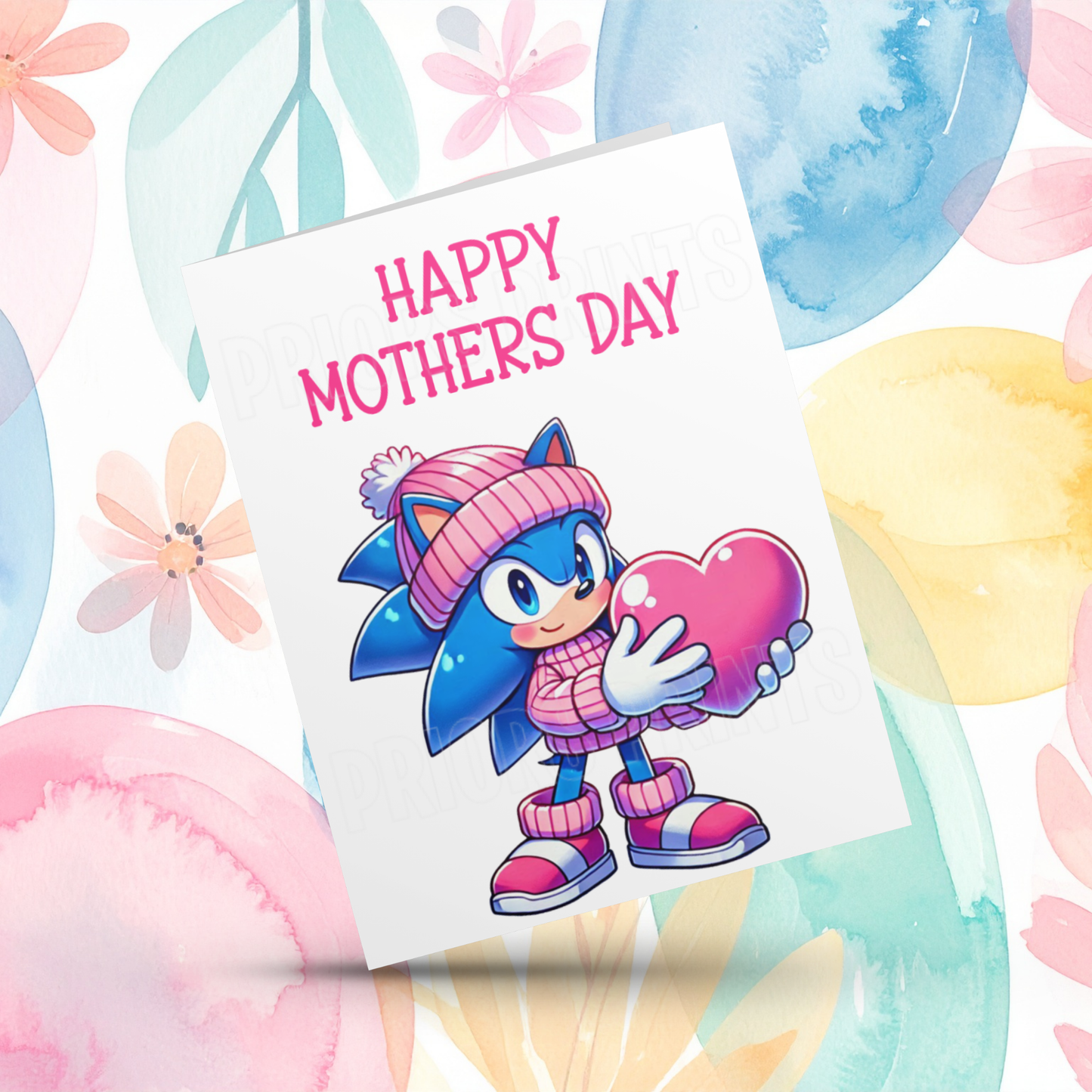 Characters with Pink Heart Happy Mothers Day Card