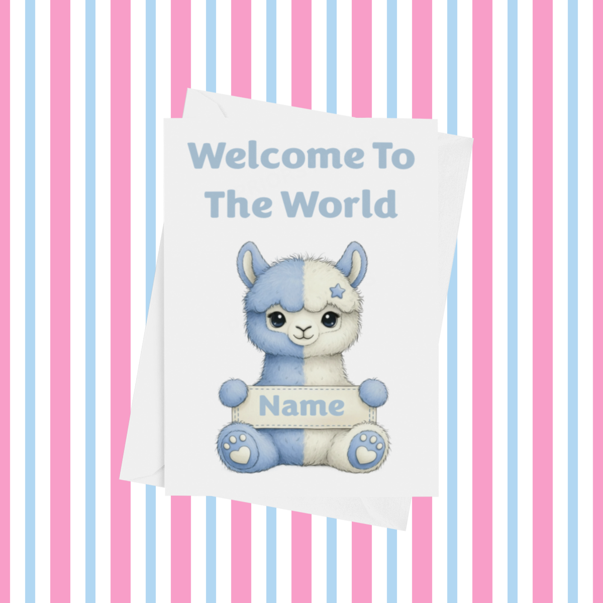 Welcome To The World Personalised Card for New Baby Animals with Blue Star