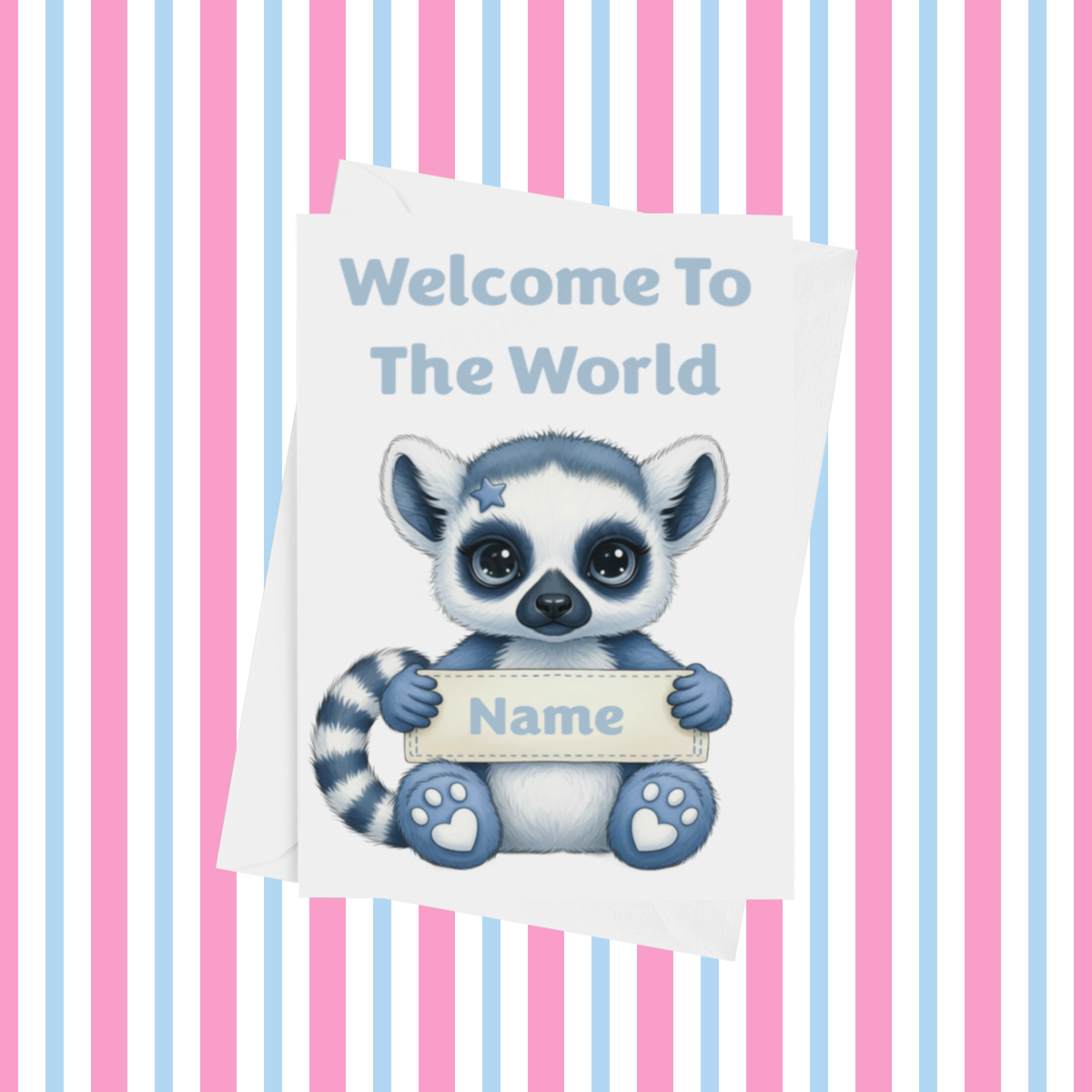 Welcome To The World Personalised Card for New Baby Animals with Blue Star