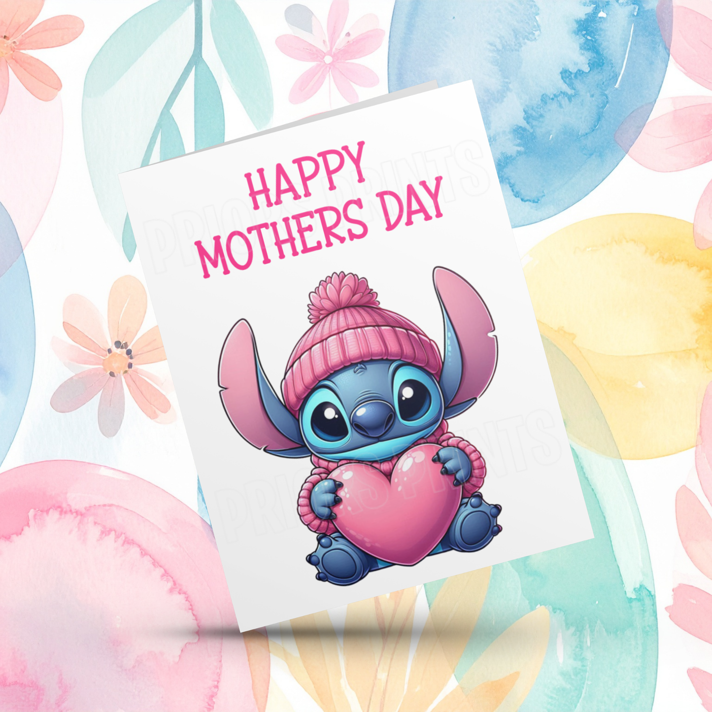 Characters with Pink Heart Happy Mothers Day Card