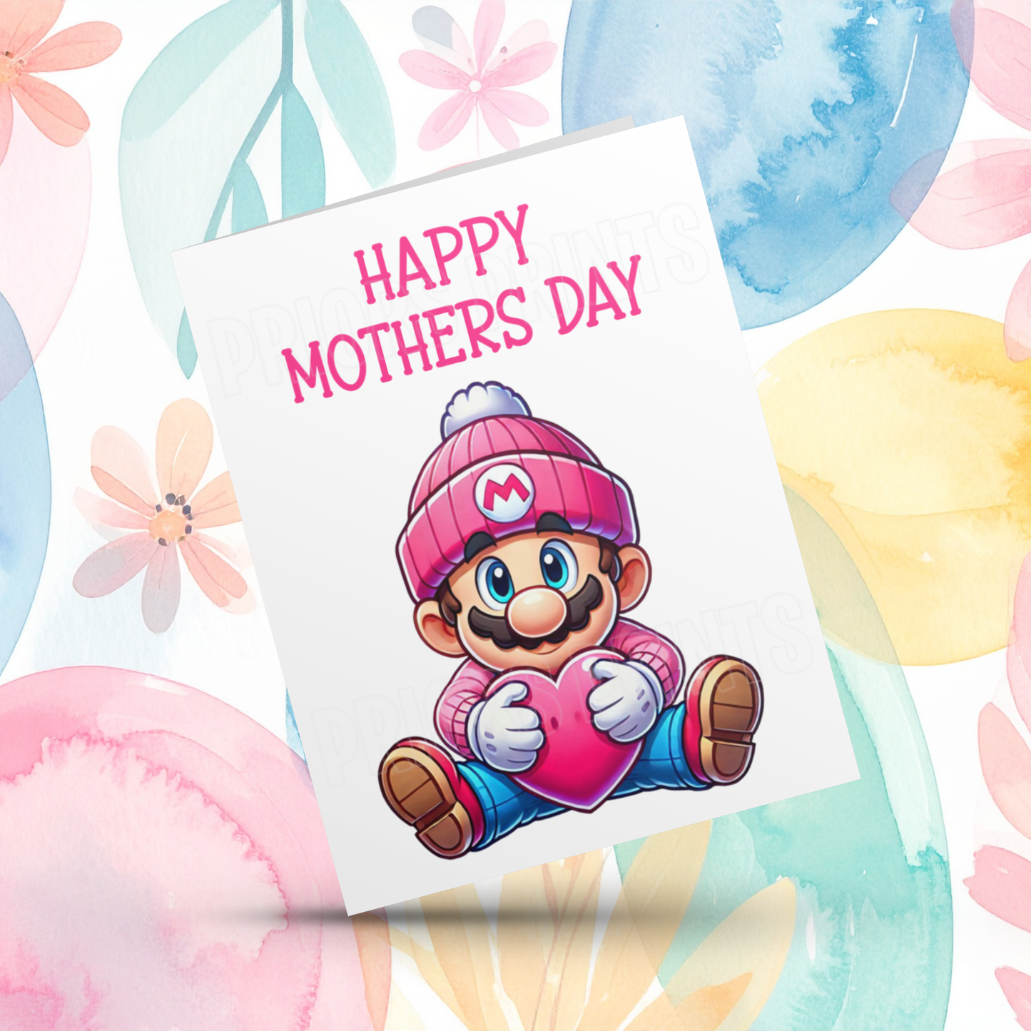 Characters with Pink Heart Happy Mothers Day Card