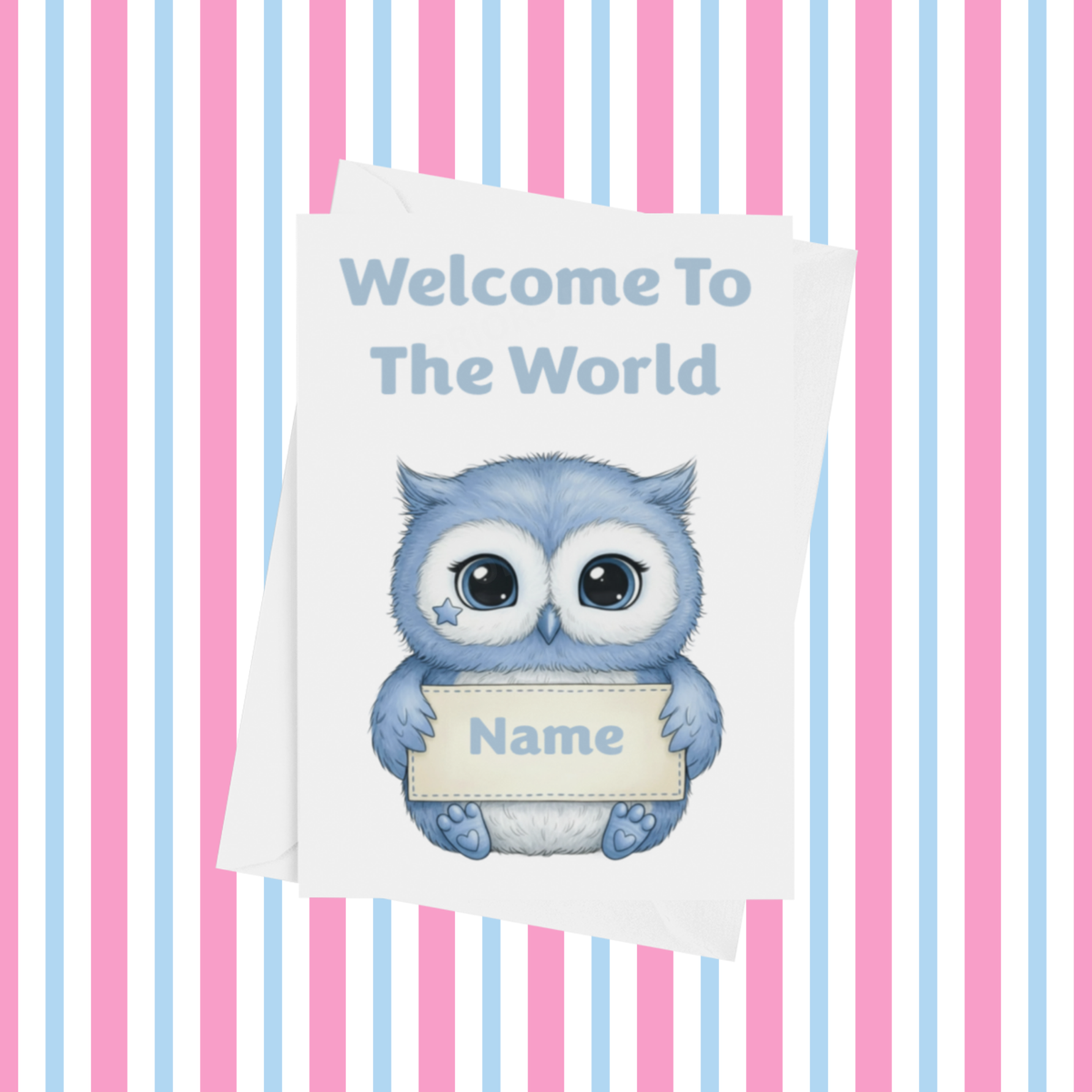 Welcome To The World Personalised Card for New Baby Animals with Blue Star