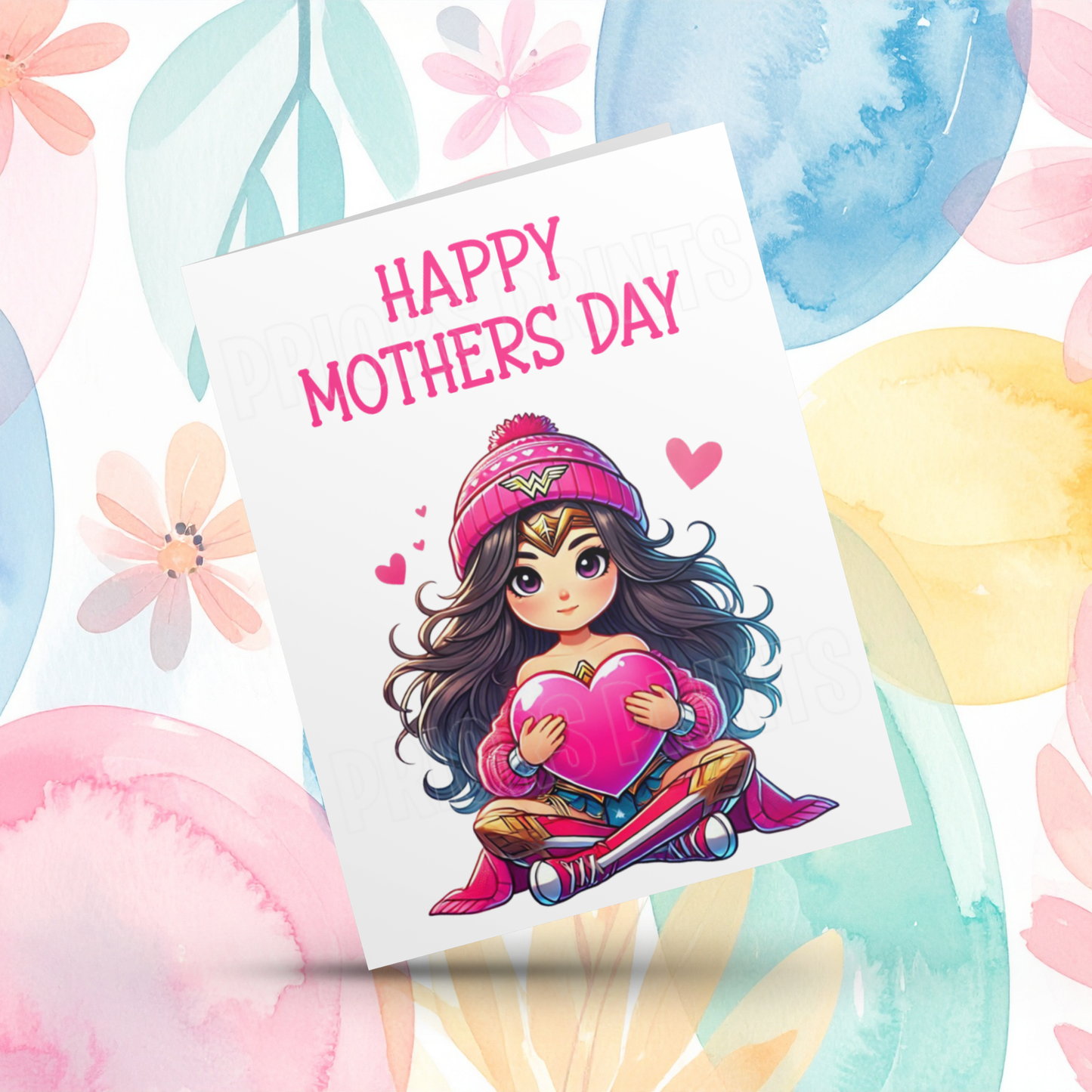 Characters with Pink Heart Happy Mothers Day Card