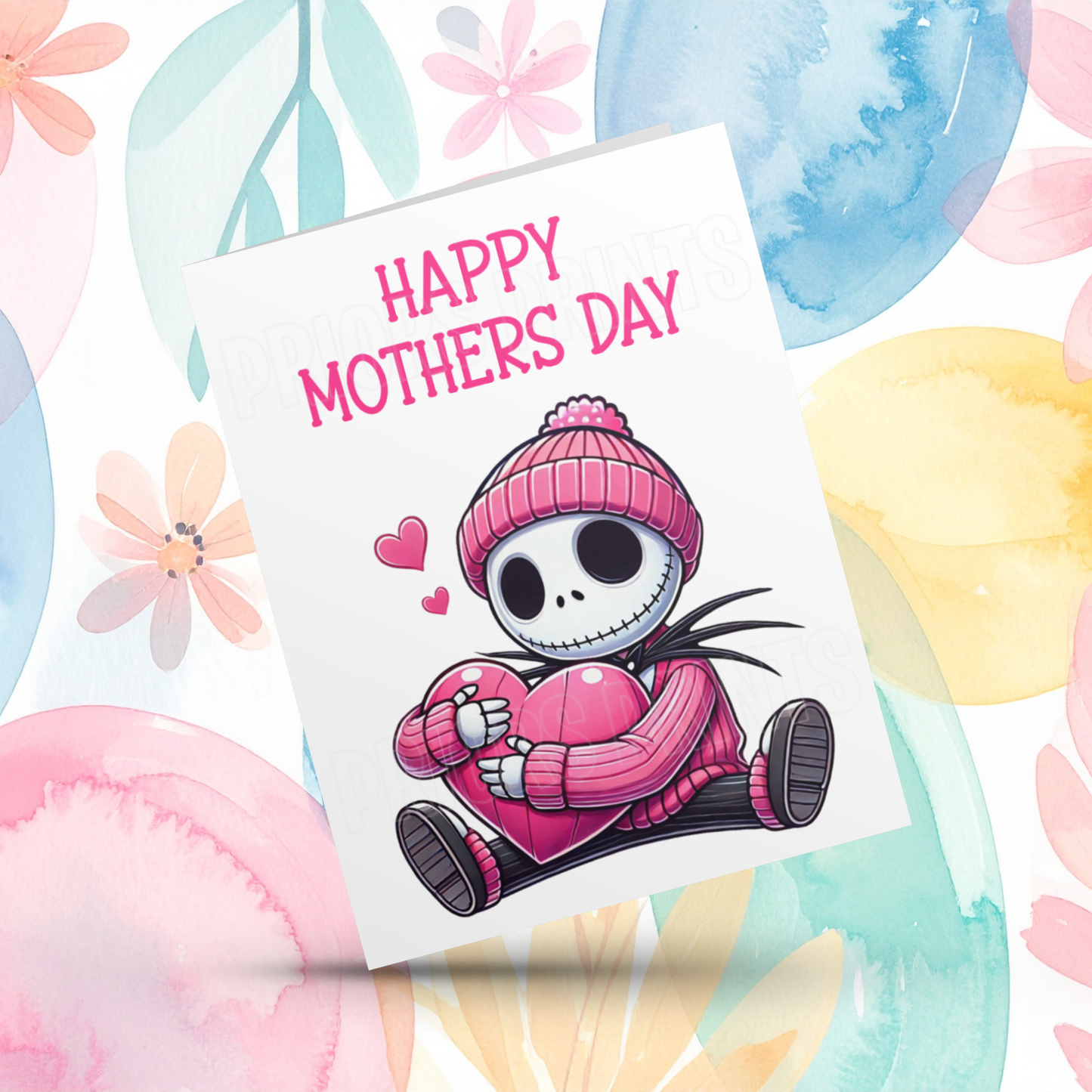 Characters with Pink Heart Happy Mothers Day Card