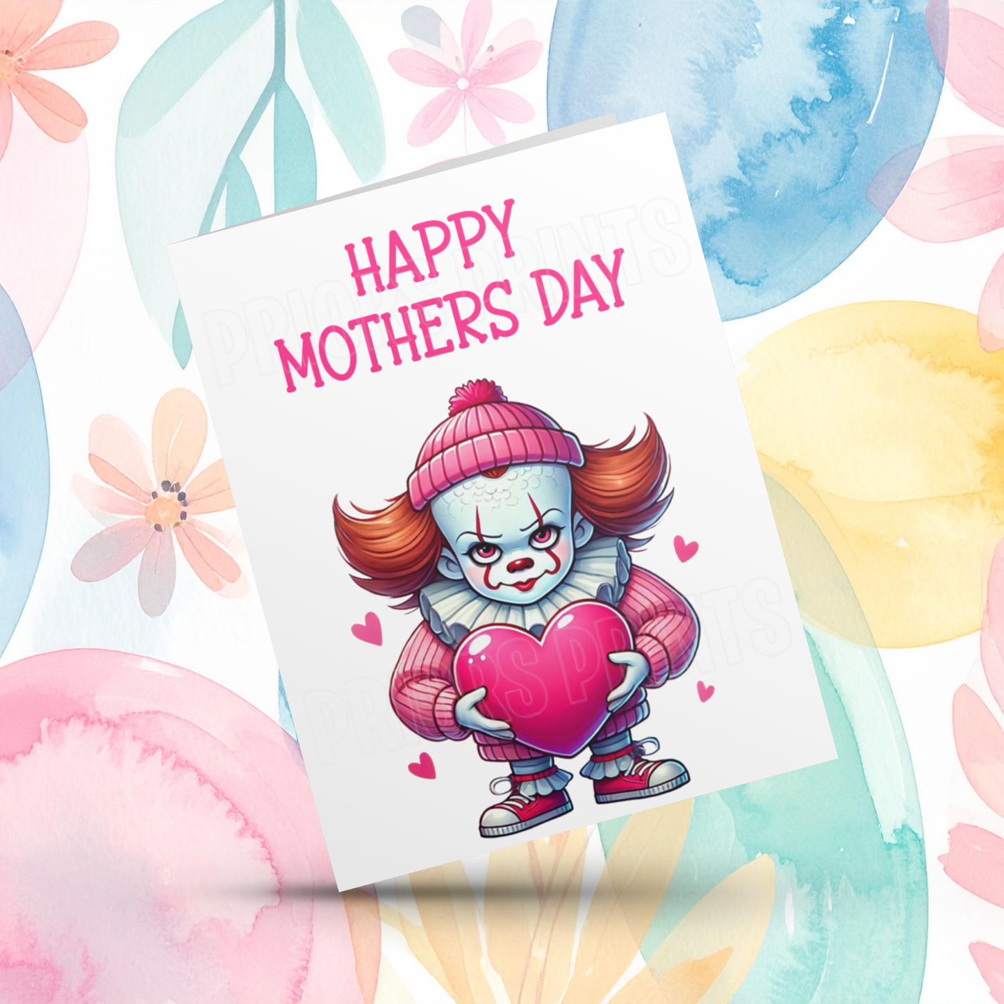 Characters with Pink Heart Happy Mothers Day Card