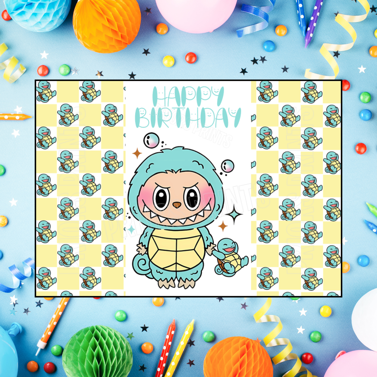 Labubu Dressed as Pokemon Characters Birthday Chocolate Bar Wrappers