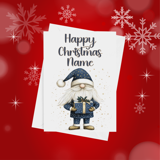 Cute Navy & Gold Personalised Christmas Card