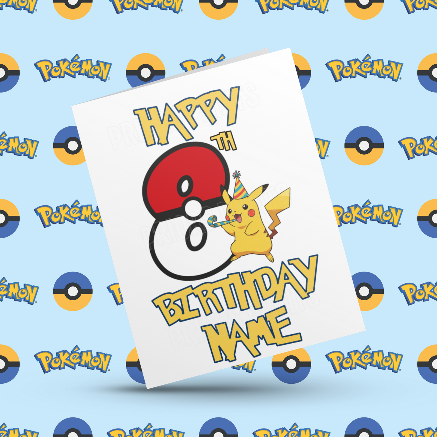 Personalised Pokemon Birthday Card with Age 1-20 Years (Pikachu)