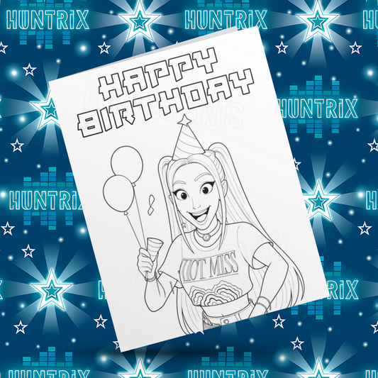 K-Pop Demon Hunters Colour Your Own Birthday Card