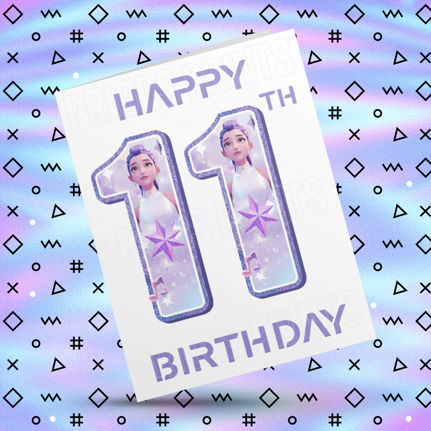 Personalised K Pop Demon Hunters Birthday Card with Age 4-19 Years
