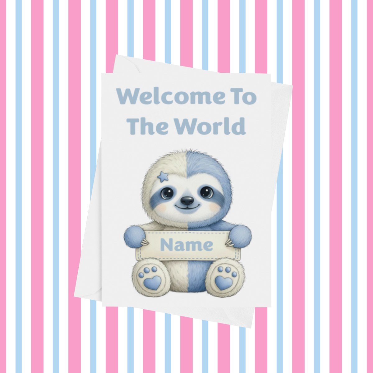 Welcome To The World Personalised Card for New Baby Animals with Blue Star