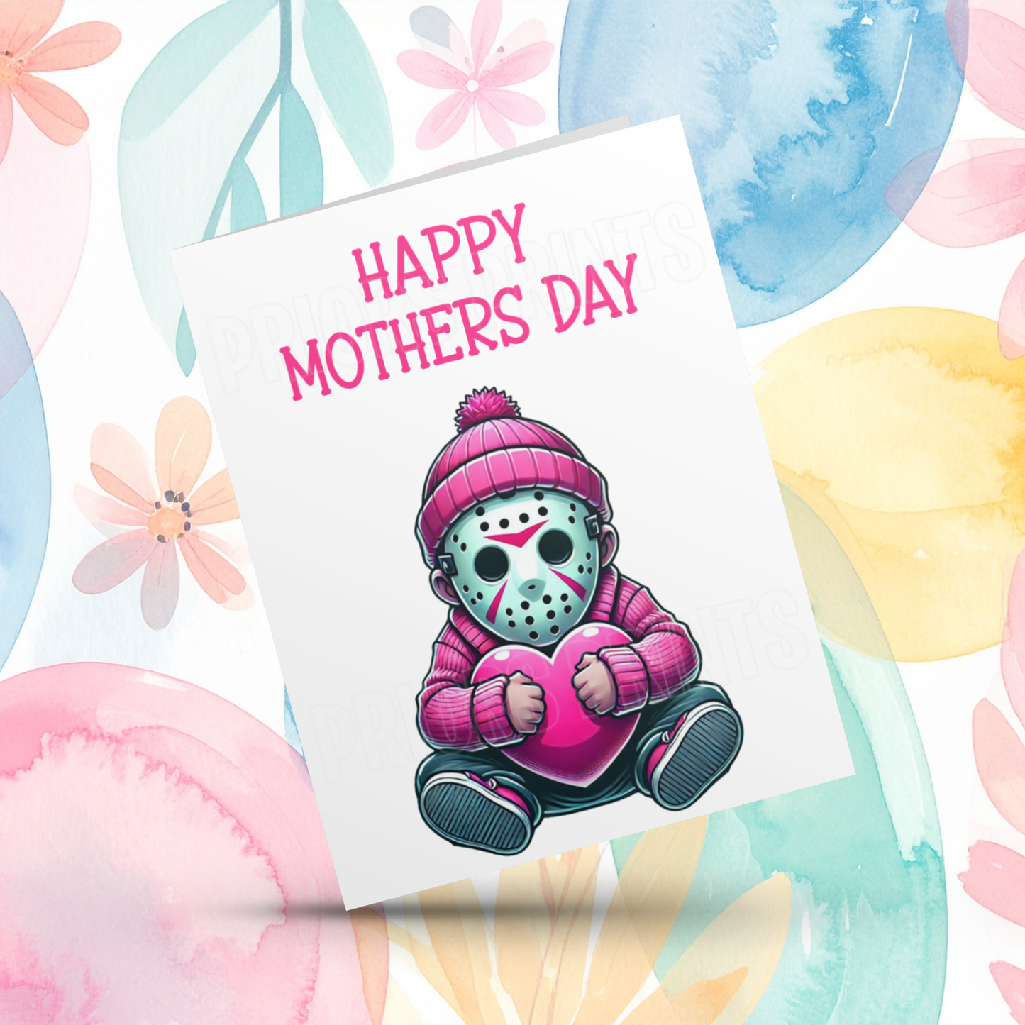 Characters with Pink Heart Happy Mothers Day Card