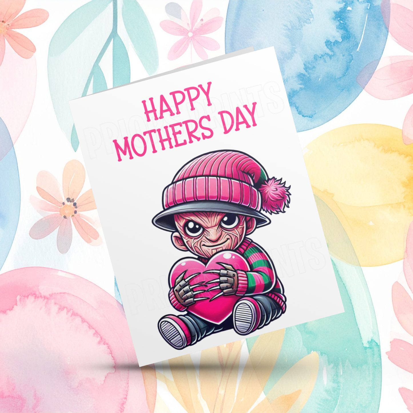 Characters with Pink Heart Happy Mothers Day Card