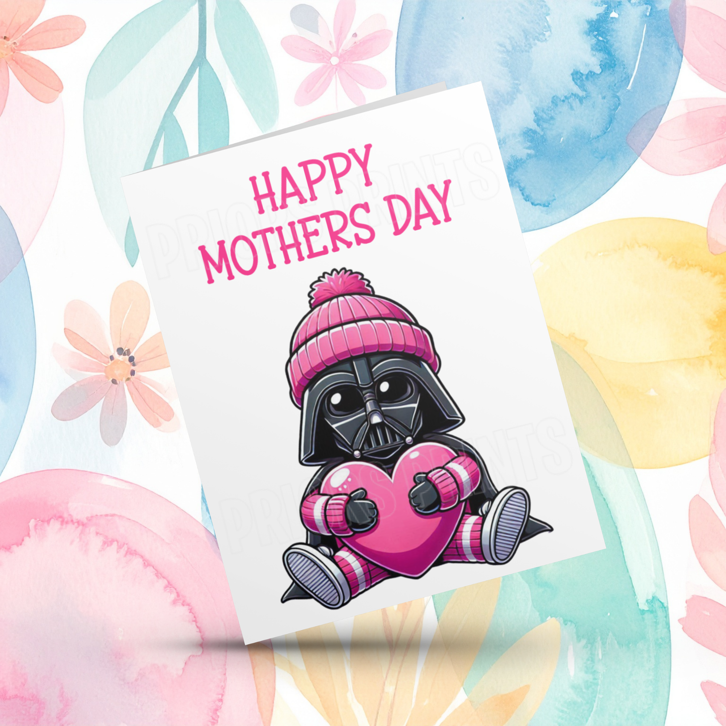 Characters with Pink Heart Happy Mothers Day Card