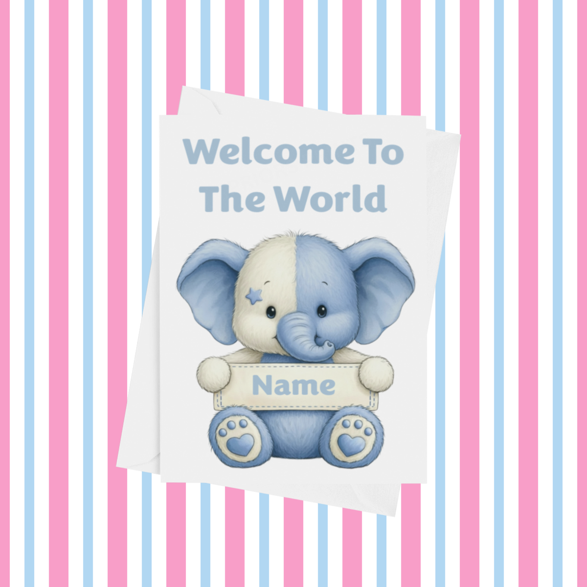 Welcome To The World Personalised Card for New Baby Animals with Blue Star